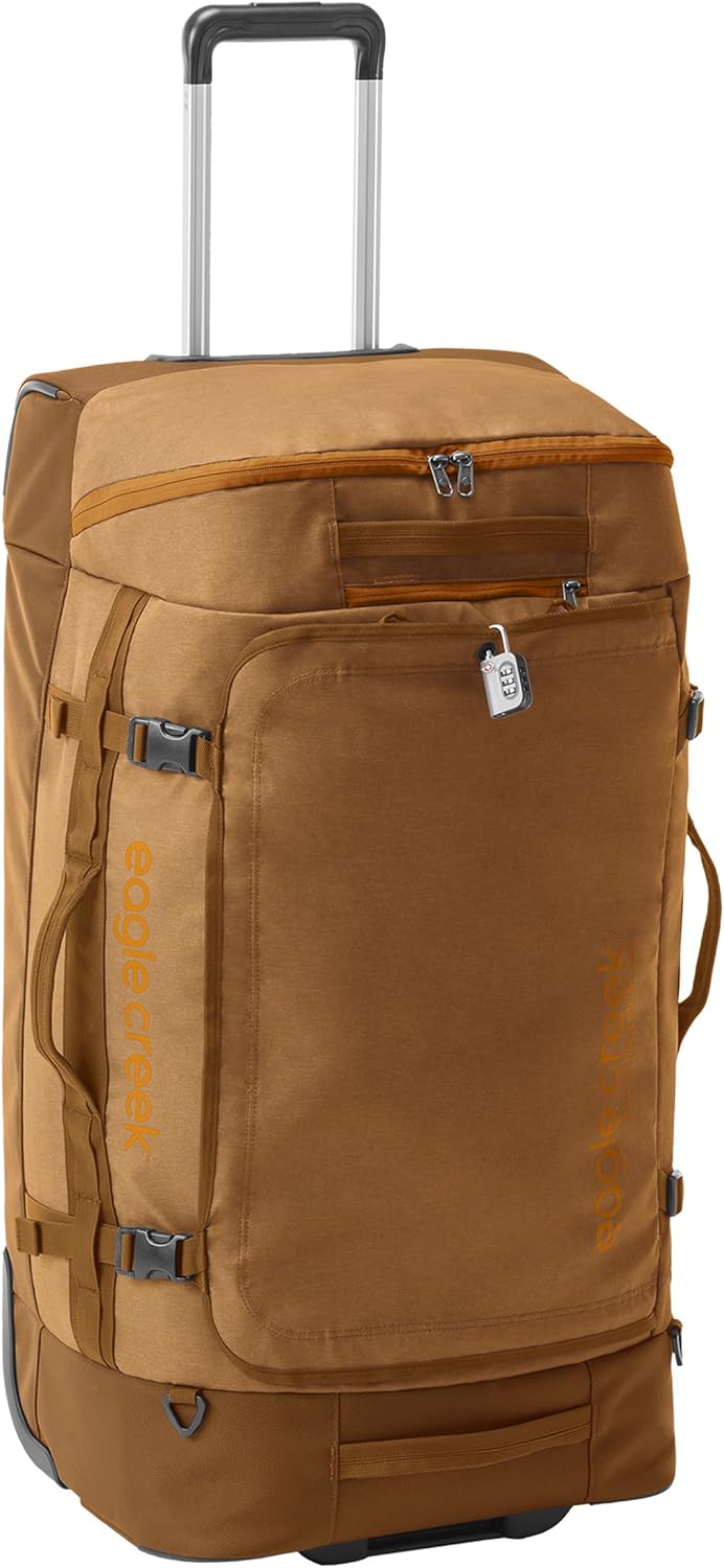 Eagle Creek Cargo Hauler XT Wheeled Duffel - Wheeled Backpack Duffel - Deployable Backpack Straps - Lockable U-Lid & Easy Access Compartment - 32" - Iron Orange