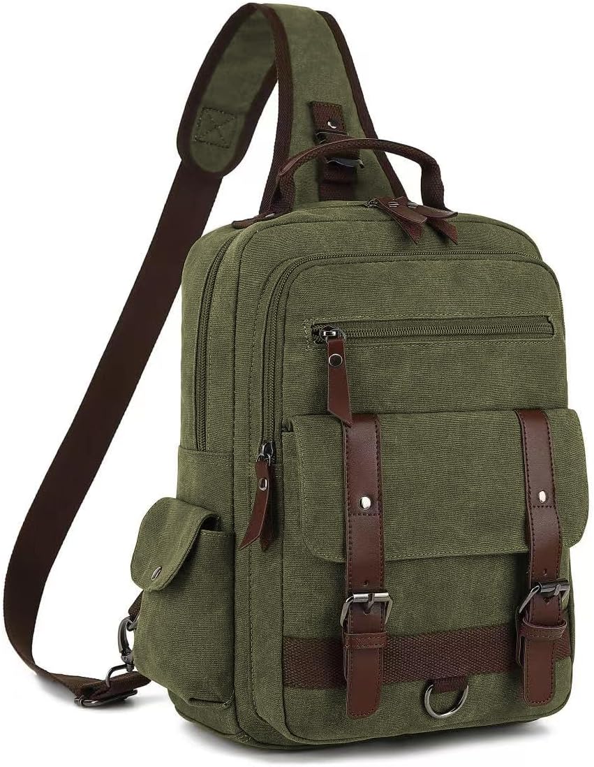 Vintage Messenger Bag, Canvas Backpack for Travel, Men's Shoulder Bag, Dual-use Bag for Hand Carry and Crossbody Carry