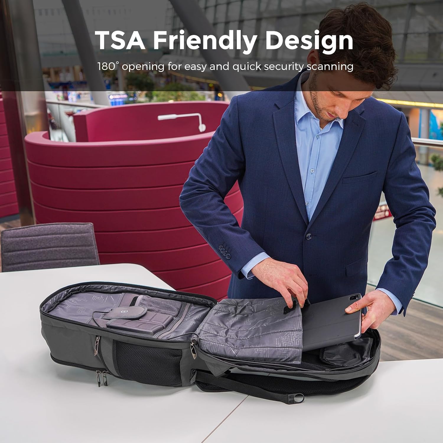Swissdigital Design TSA Business Laptop Backpack For Men,Travel Backpack With USB Charging