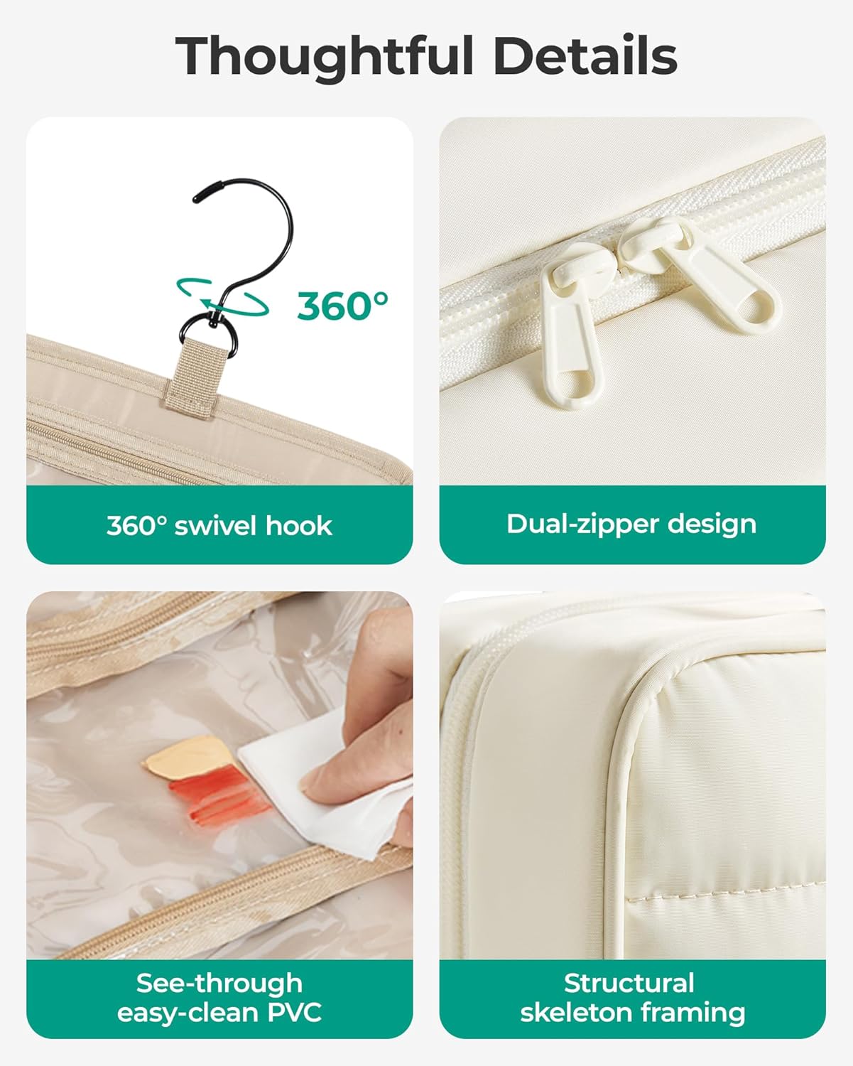 BAGSMART Travel Toiletry Bag for Women, Hanging Travel Bag for Toiletries, Puffy Makeup Cosmetic