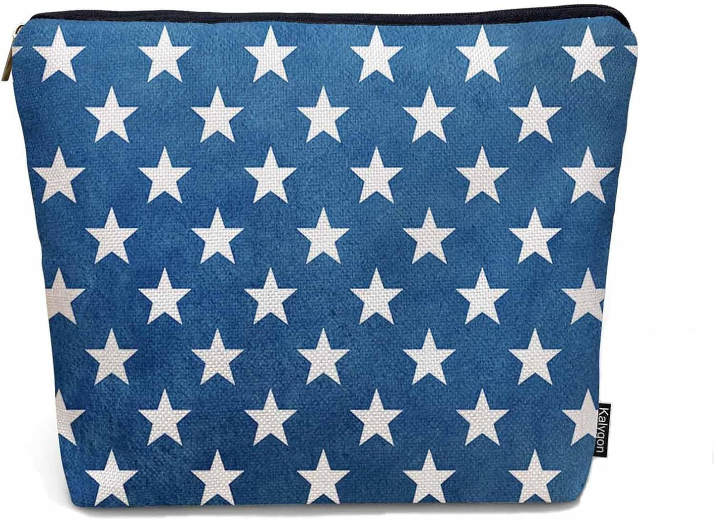 Makeup Bag USA Flag Stars Makeup Bags For Purse Pouch, Vintage American Flag Stars Navy Blue Travel Toiletry Bag Cosmetic Bag Makeup Bags Flax Makeup Organizer Bag Pencil Pouch For Man Woman