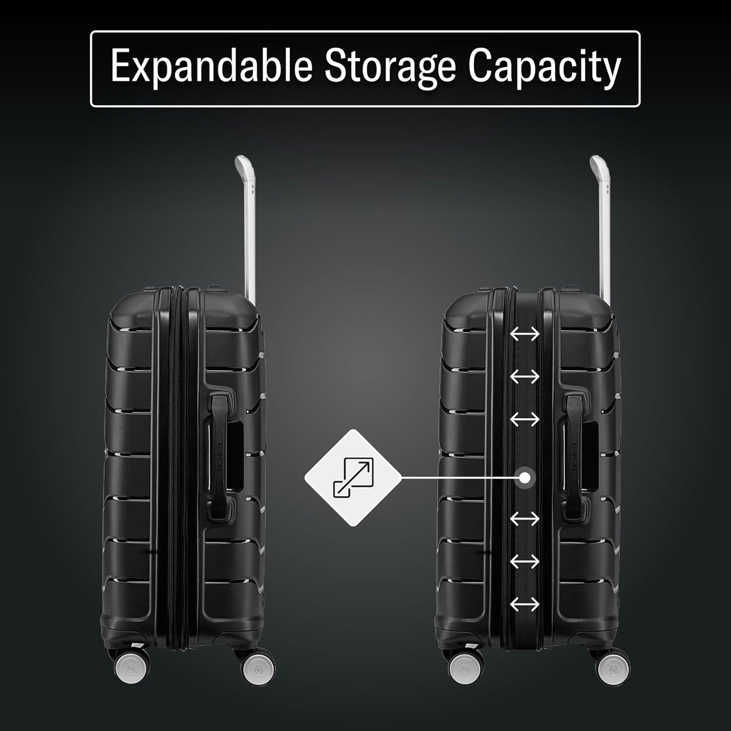 Samsonite Freeform 2-Piece Luggage Set - Carry-On & Large Checked Luggage with Dual Spinner Wheels - Durable Polypropylene Hardshell - TSA Lock, Airline-Approved - Expandable Hard Shell – Black