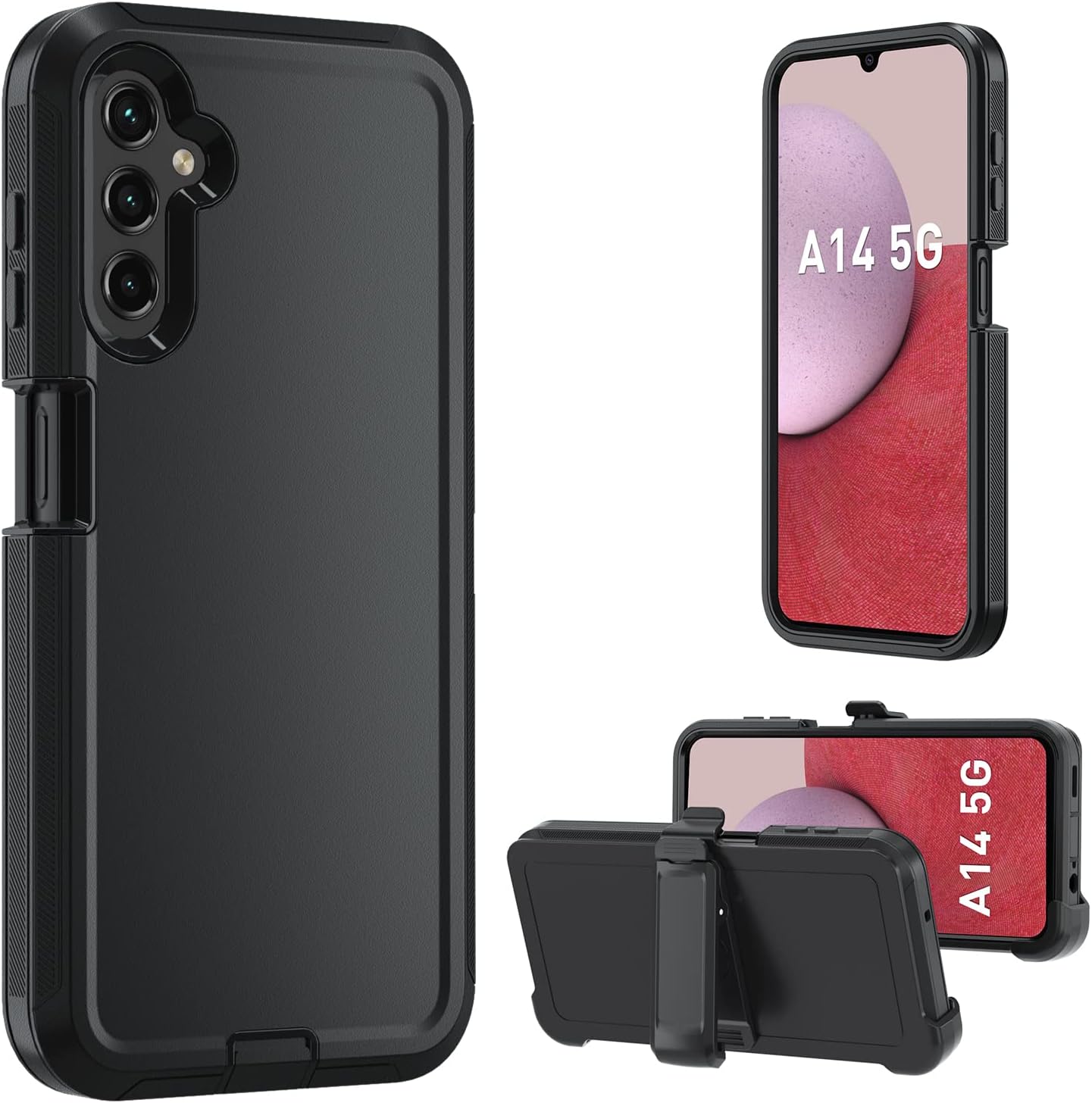 for Samsung Galaxy A14 5G case,A14 5G Heavy Duty case,[Military Grade Protective ][Shockproof] [Dropproof] [Dust-Proof], ONLY Fit Galaxy A14 5G Phone (Black)