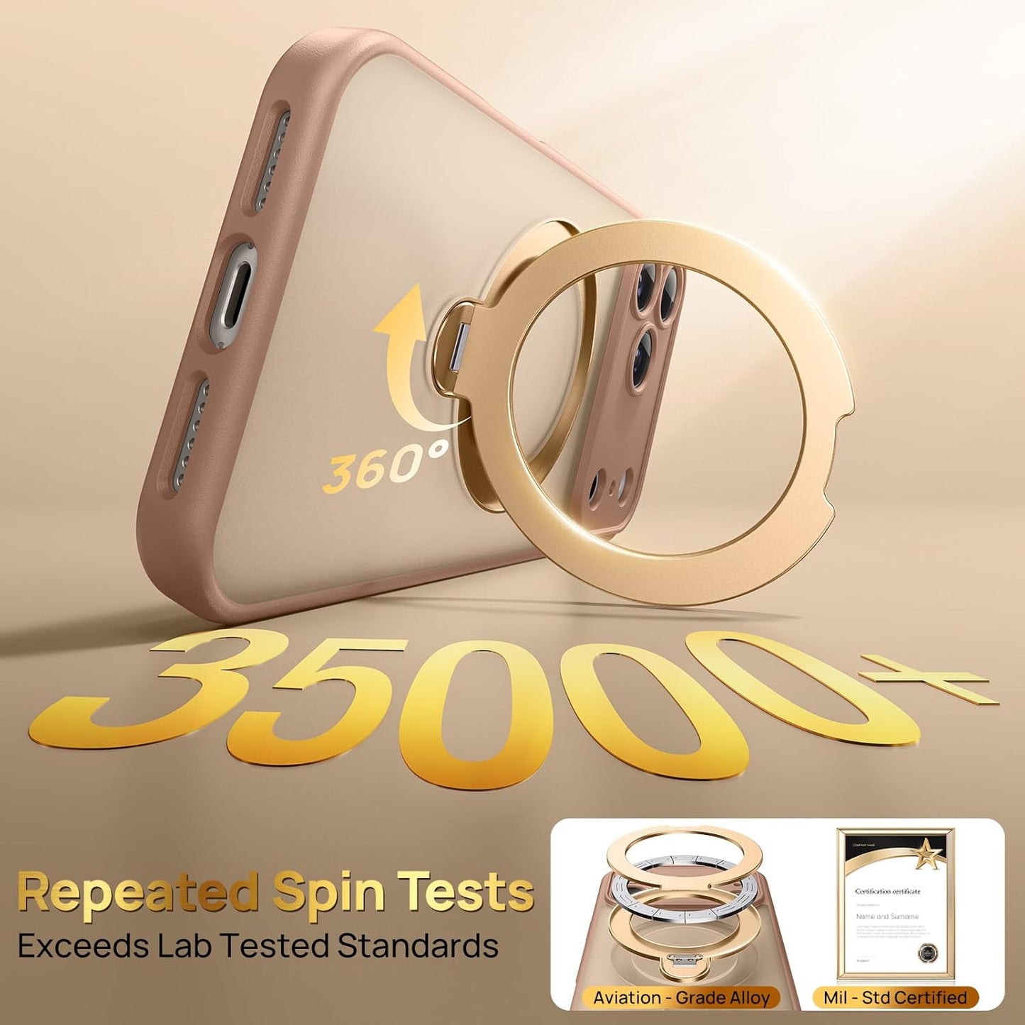 360° Spin Magnetic Stand for iPhone 17 Pro Case, [Fit for MagSafe][Military Protection][Full Camera Protection] Adjustable Kickstand iPhone Case for iPhone 17 Pro 6.3", Brown