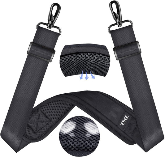 ZINZ 60" Universal Bag Strap with Ultra-thick Fixed Breathable Pad, Adjustable Heavy-duty Shoulder Strap for Laptop, Crossbody, Luggage, Gym, Camera Bag and More - D01G01