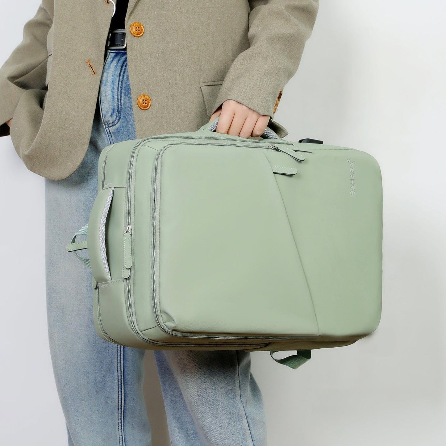 SAHARA - Multi-Compartment Travel & Laptop Backpack with USB Charging Port for Laptops up to 16-inch, Green, (LT00102)