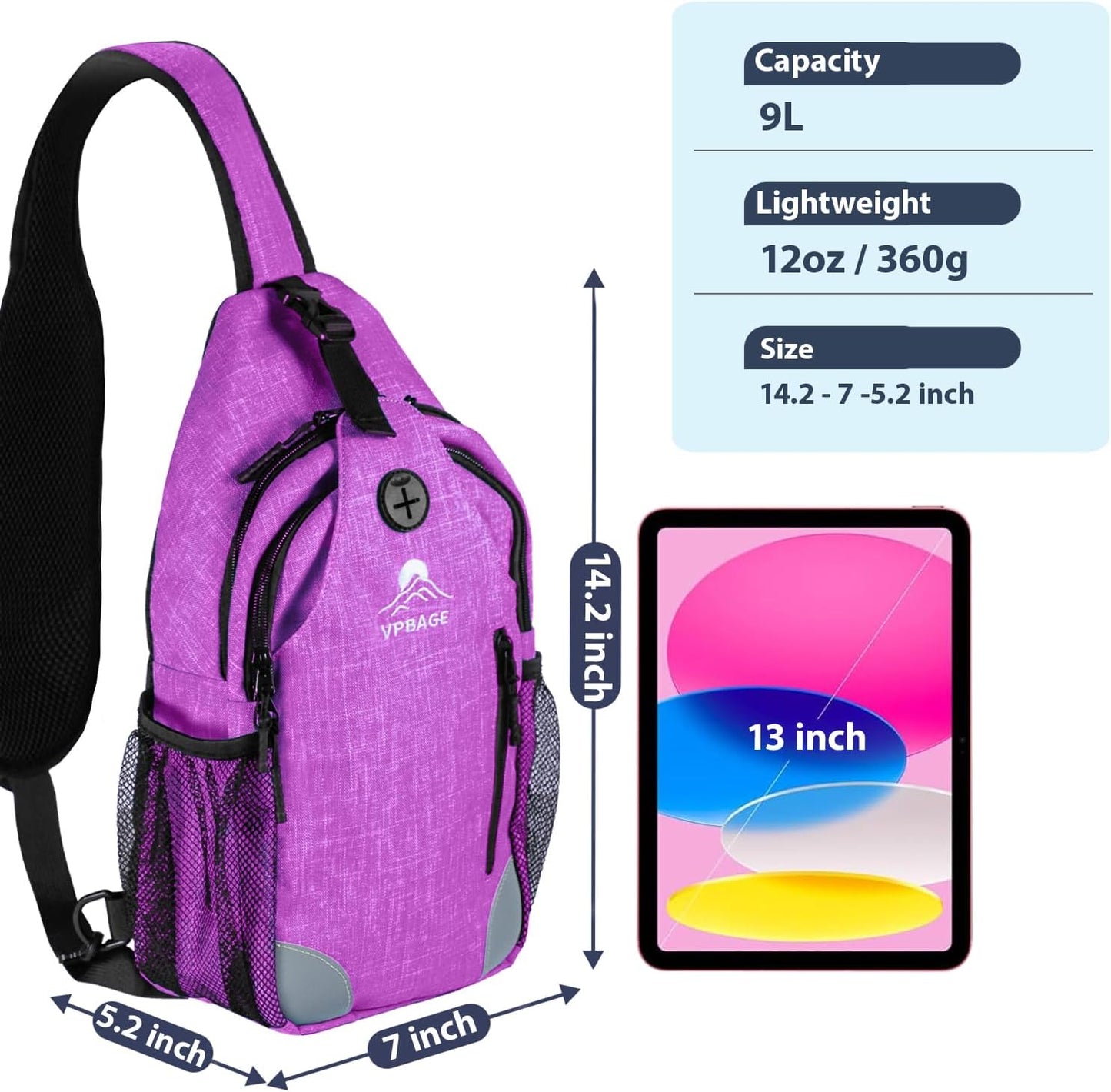 Sling Bag, Crossbody Bag for Men, Cross Body Hiking Backpack, Travel Daypack, Chest Pack with Chest Phone Holder