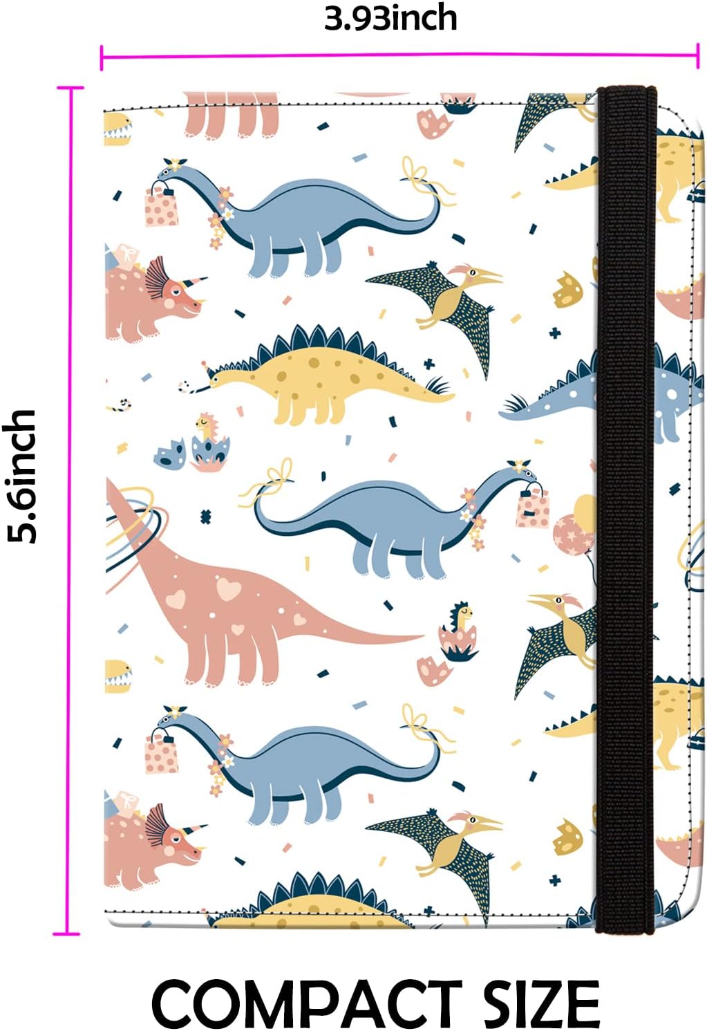 Passport Holder Women,RFID Blocking Travel Wallet,Leather Card Case Travel Document Organizer Credit Card Holder Girl Men (Dinosaur)