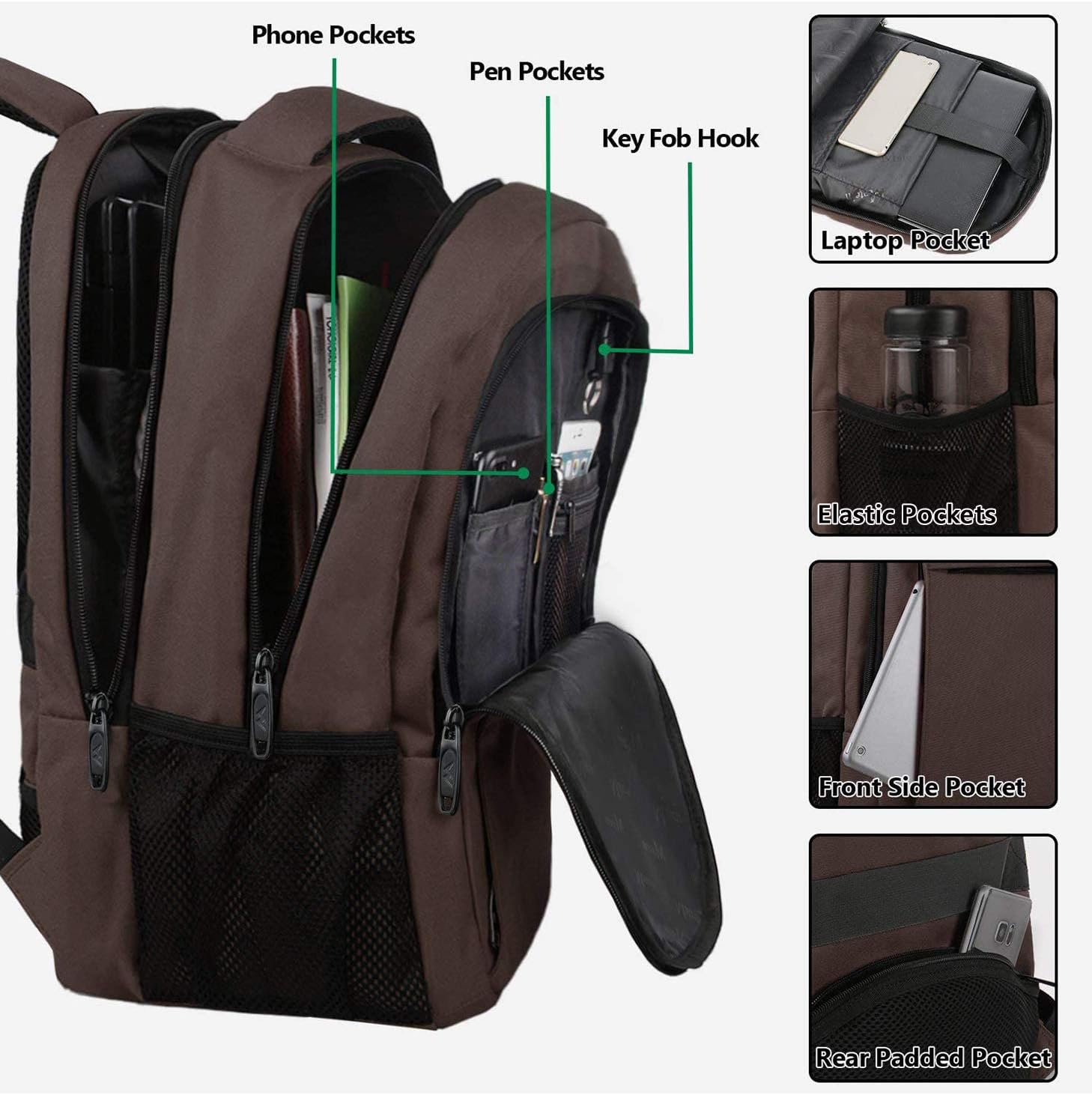 MATEIN 15-inch Laptop Backpack, School Backpack with USB for Men Women and College Student, Sturdy