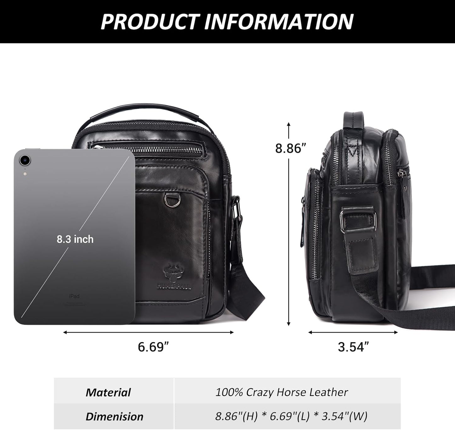 Messenger Bag for Men, Man Bag Genuine Leather Crossbody Shoulder Bag Handbag Satchel Bags for Work Travel