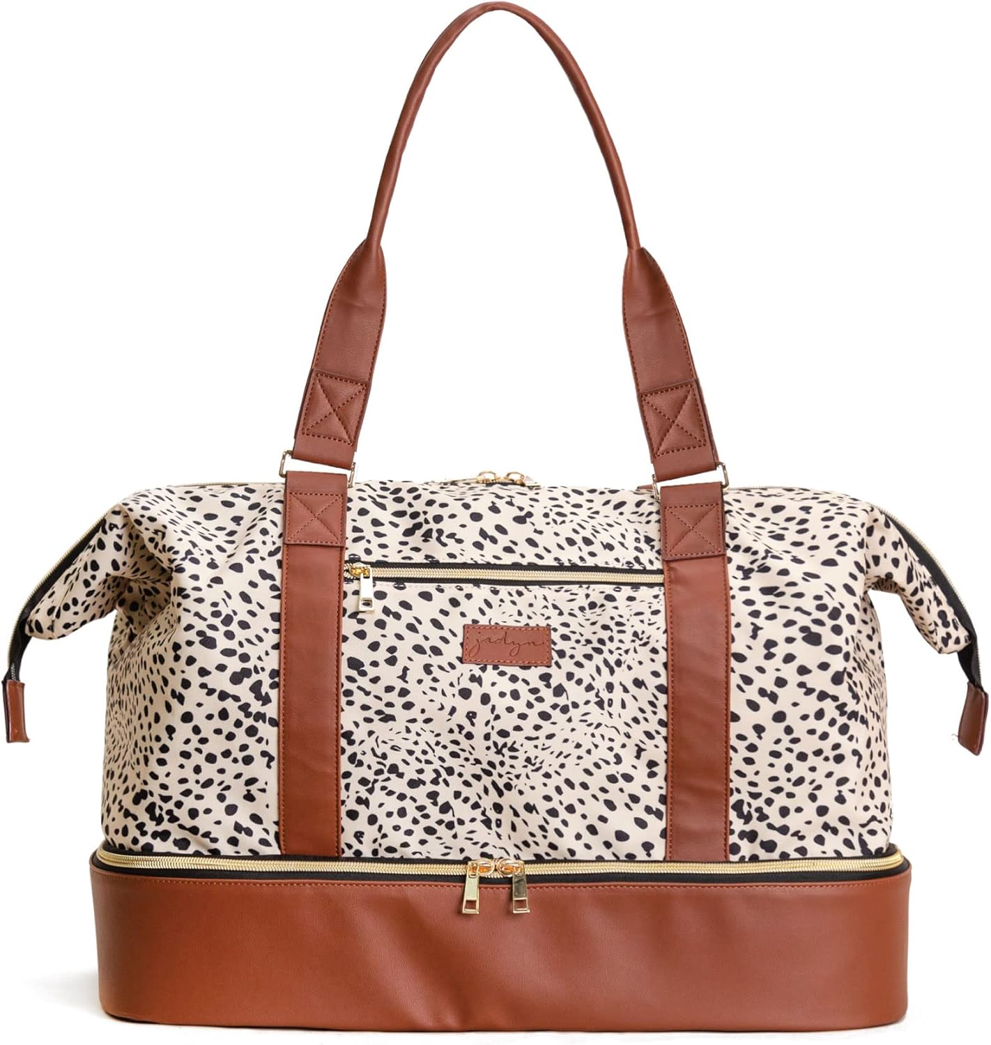 Jadyn Florence Structured Duffle Bag, Weekender Bag for Women, Carry-on Bag for Overnight and Weekend Travel, Large 45 Liter Capacity with Tote Handles (Cheetah Spot)
