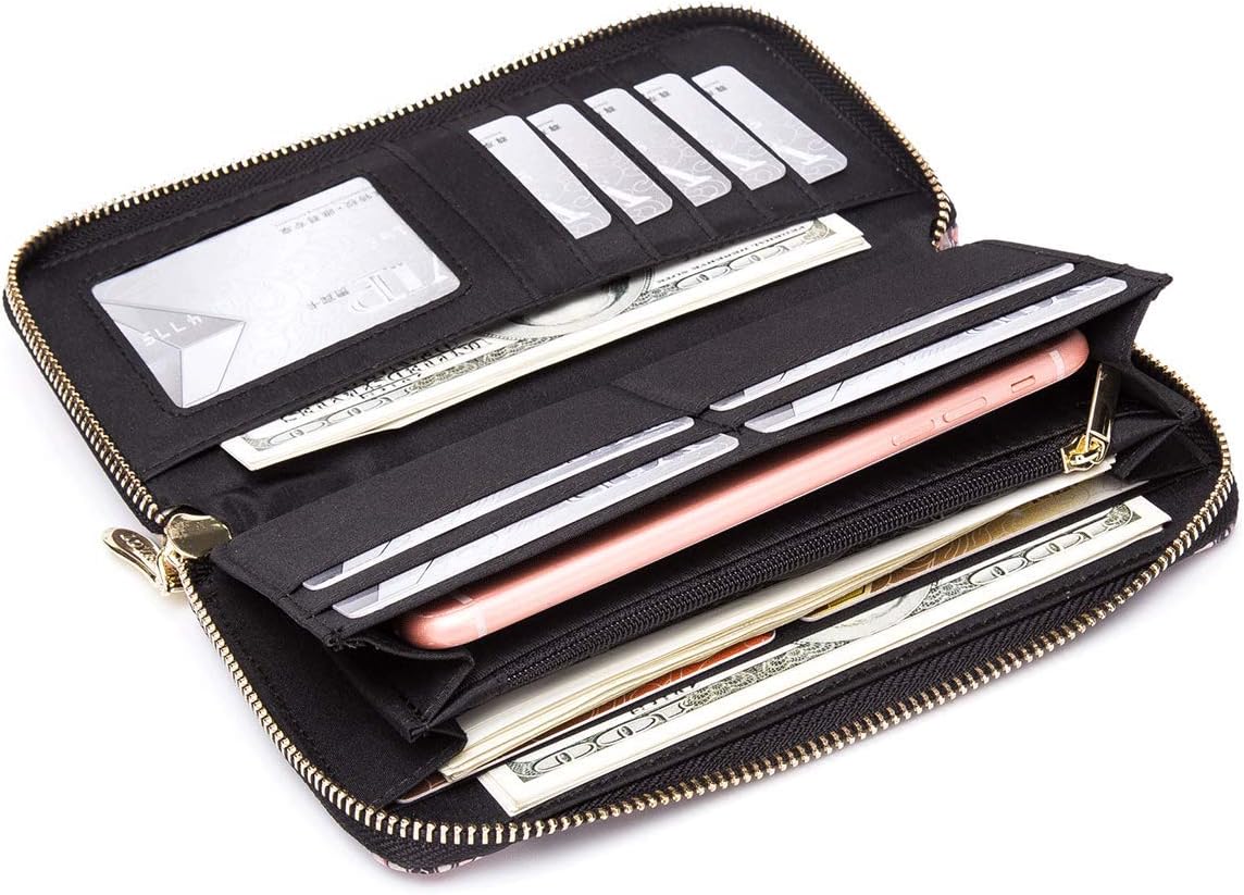 Women Wallet Card RFID For Womens Holder Blocking Credit Small Zipper Purse Pocket Bifold Slim Coin ID Ladies Wristlet Clutch Large Capacity Window Case Travel Zip Women's