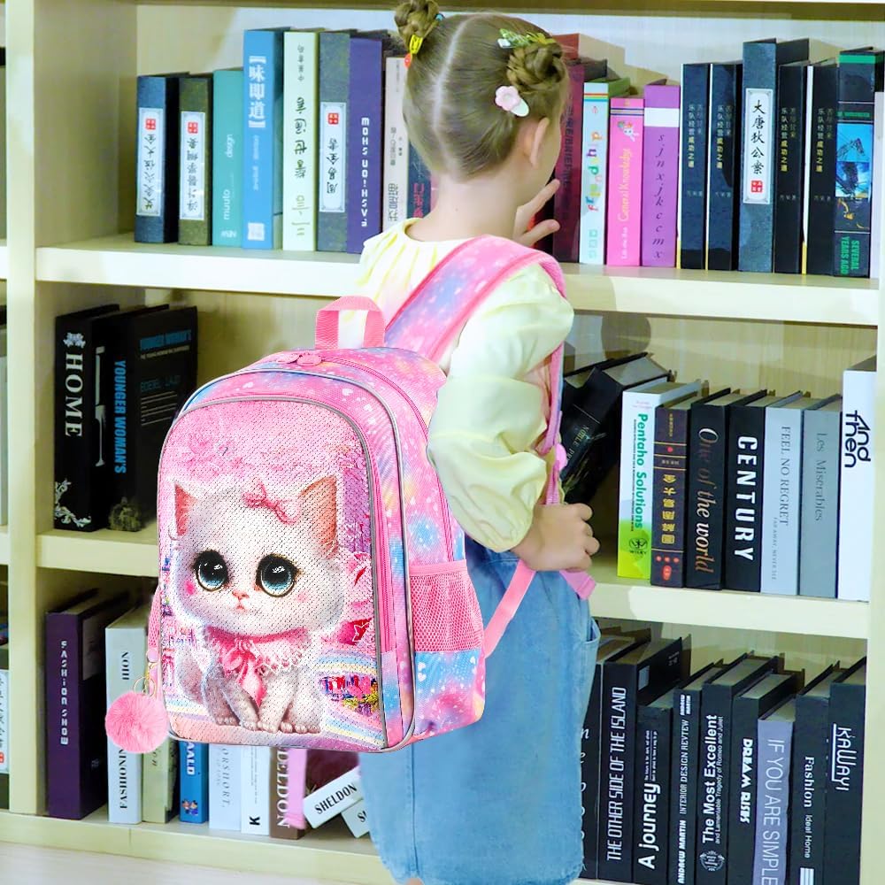 WZLVO Kids Backpack for Girls,Prechool Elementary Kindergarten School Bookbag and Lunch Box