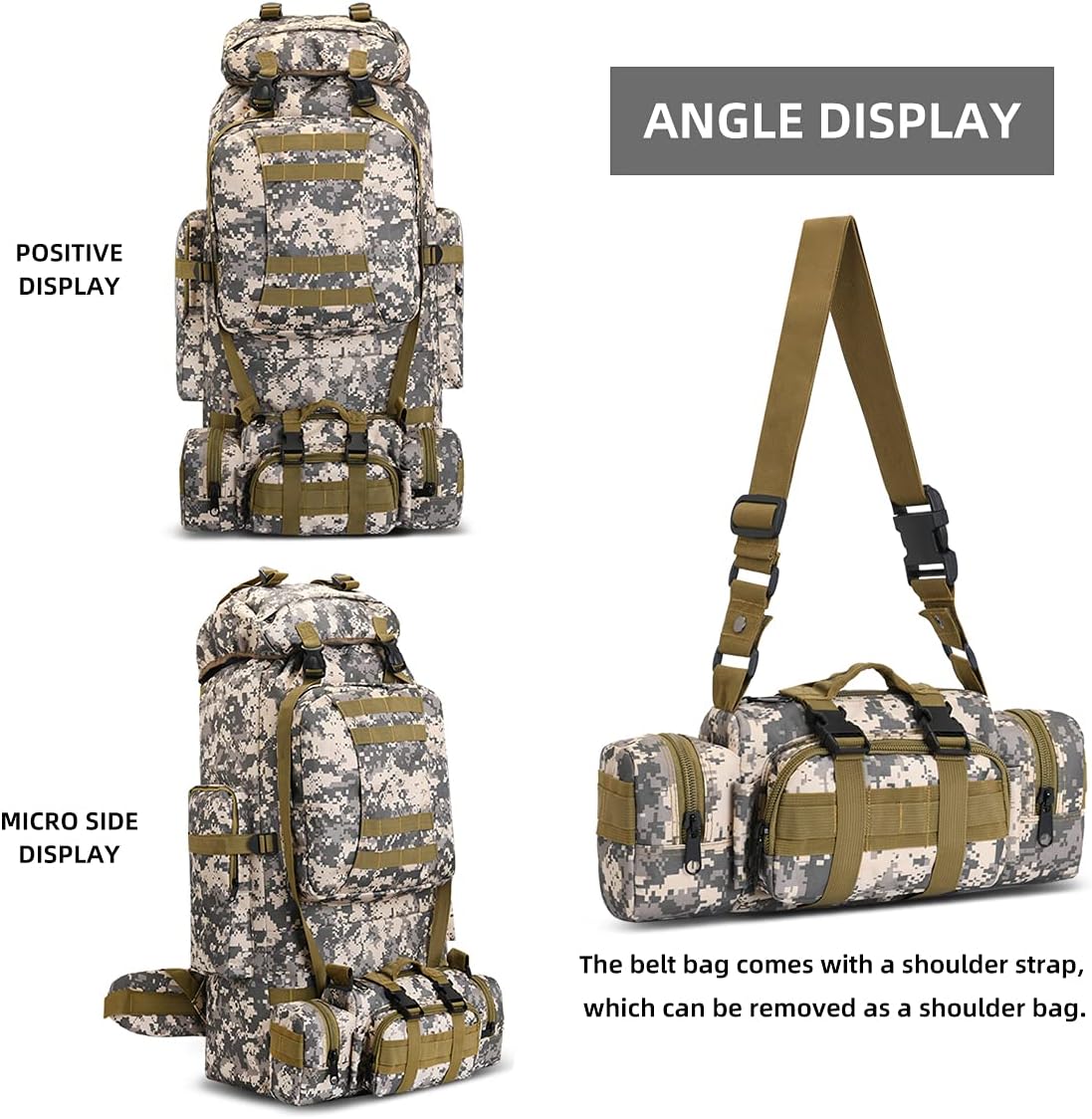 100L Camping Hiking Backpack,Molle military Tactical rucksack backpack,Waterproof Lightweight