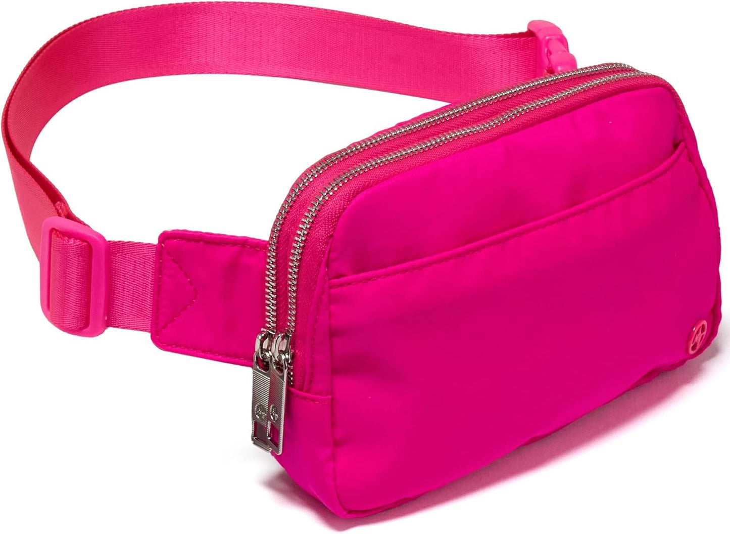 Pander Everywhere Belt Bag for Women, 5 Zipper Pockets Nylon Crossbody Fanny Pack Purse (Sonic Pink).