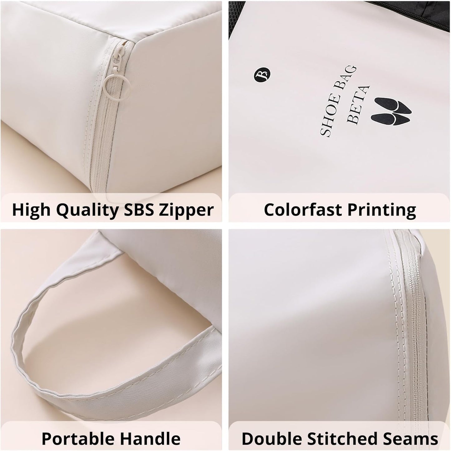 tianzong Shoe Bags for Travel, Water-resistant Shoe Storage Organizer with Zipper for Men and Women (Grey, T400-Beta)
