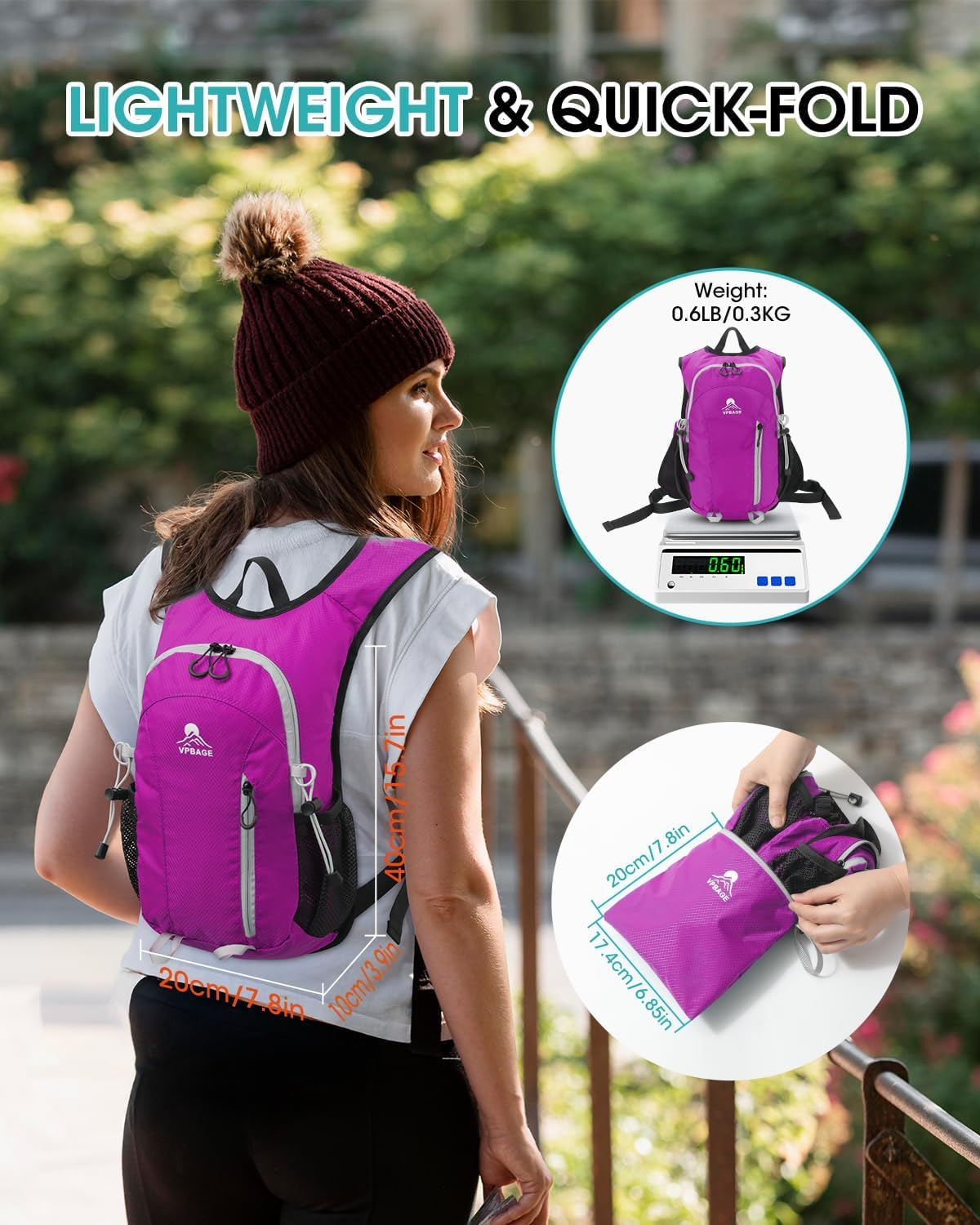 Small Hiking Backpack with Front Phone Holder, Packable Back pack with Chest and Waist Strap, Lightweight Daypack for Women Men