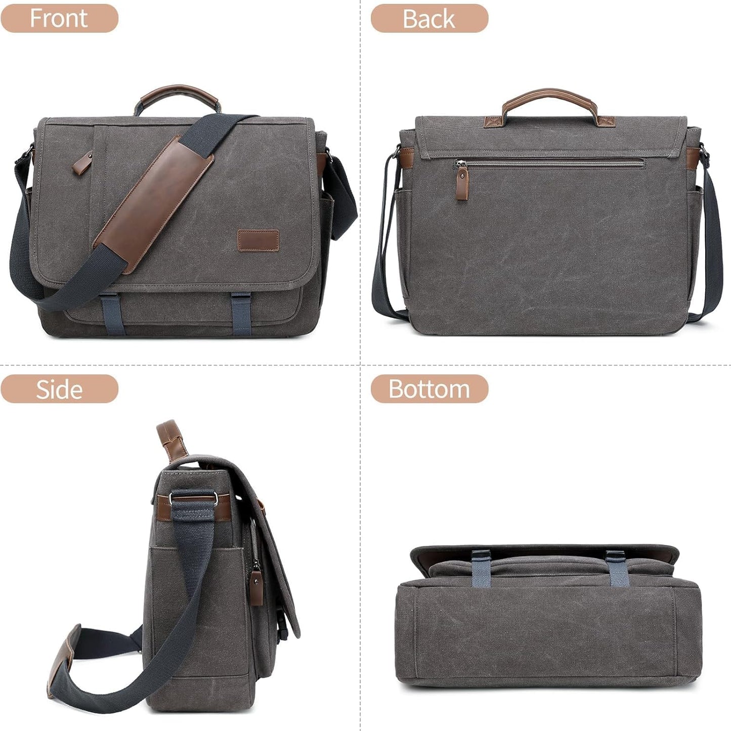 Canvas Messenger Bag for Men Waterproof Business Bags for Men Vintage Canvas Laptop Bag