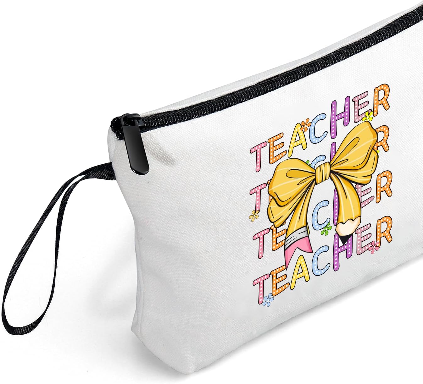 Teacher Appreciation Thank You Graduation Cool Birthday Gifts Idea for Women New Teacher Pink Makeup Cosmetic Bow Bag