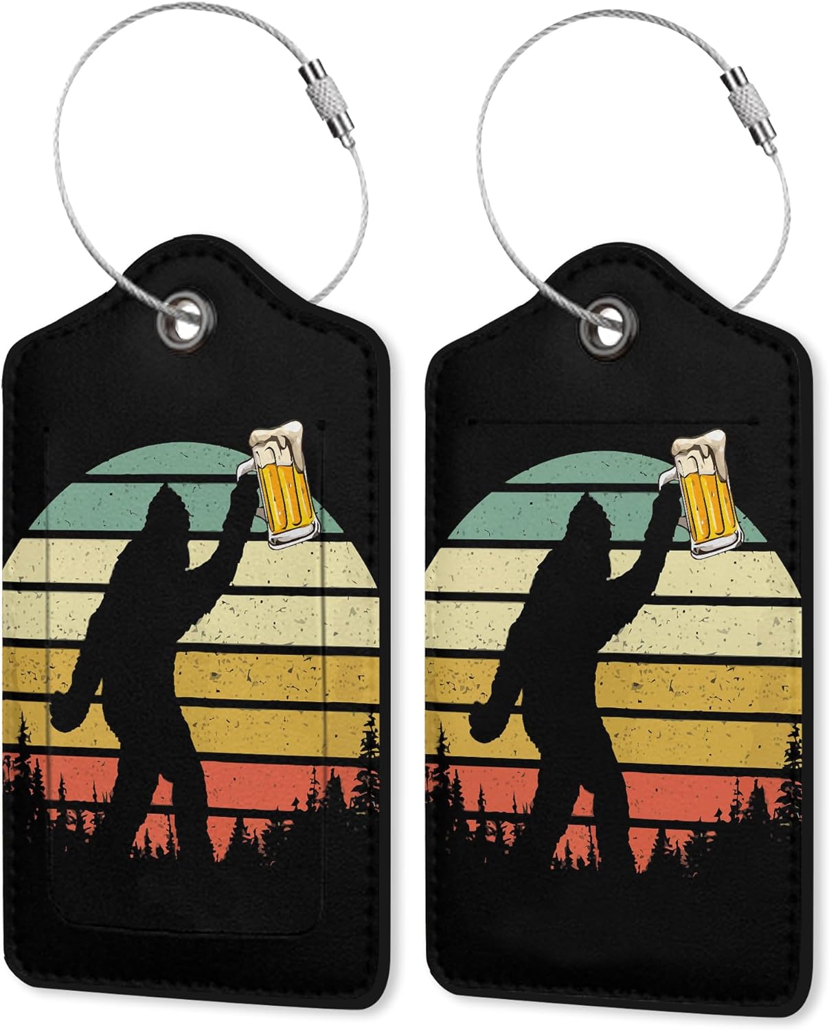 Luggage Tag for Suitcase,Black Sasquatch Unique Travel Tags with Privacy Cover ID Label & Stainless Steel Loop for Men Women Baggage