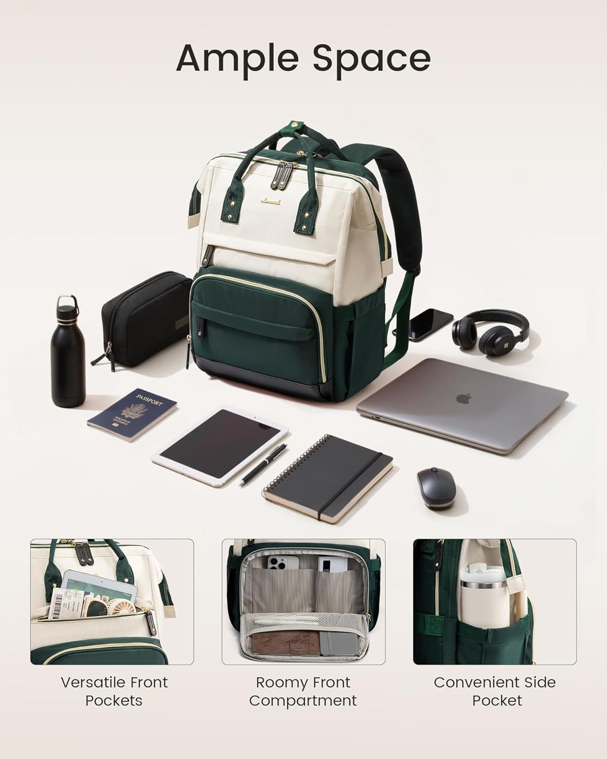 LOVEVOOK Laptop Backpack for Women, 15.6 Inch Work Business Backpacks Purse With Large Capacity
