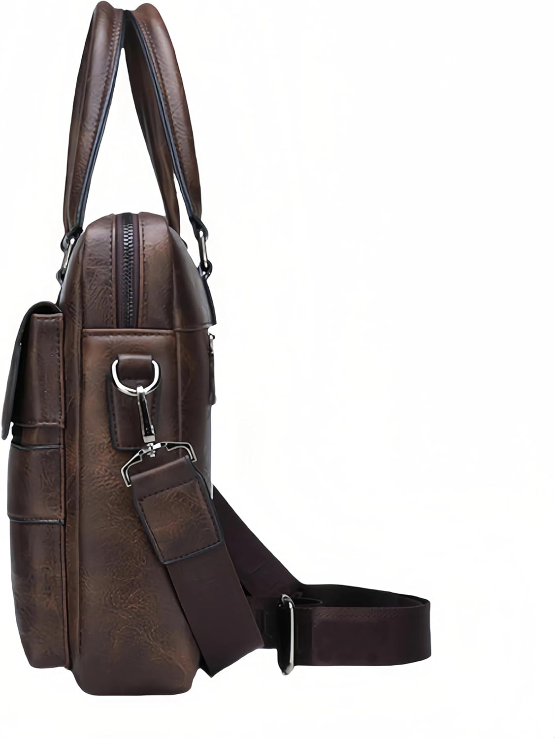 Vintage Leather Laptop Briefcase, 16 Inch Messenger Bag, Crossbody Shoulder Computer Satchel for Men Office Computer Bag