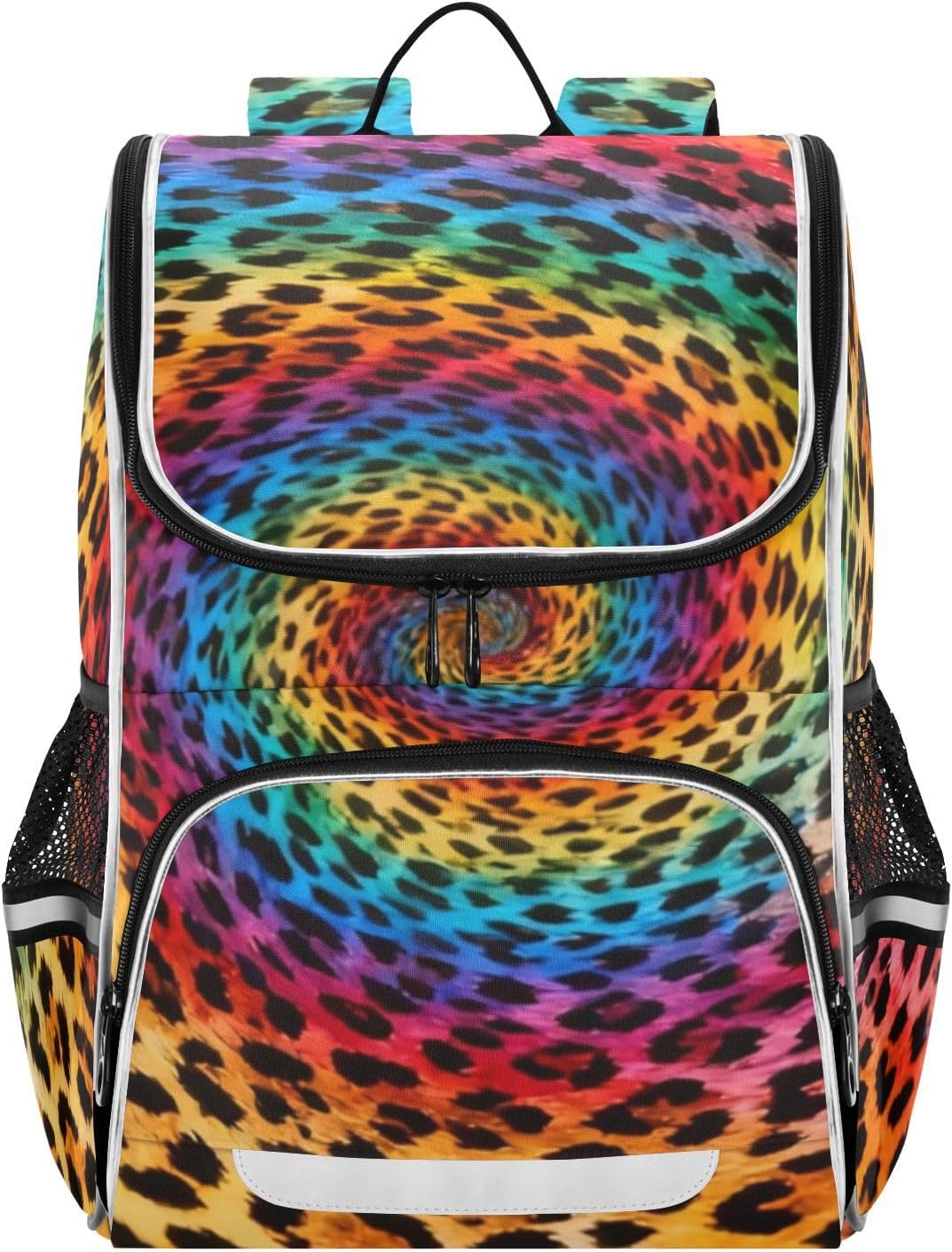 Rainbow Leopard Print Tie Dye Cute Backpack For Girls Kids Backpack Boys Teen School Bag Bookbag Travel Daypacks
