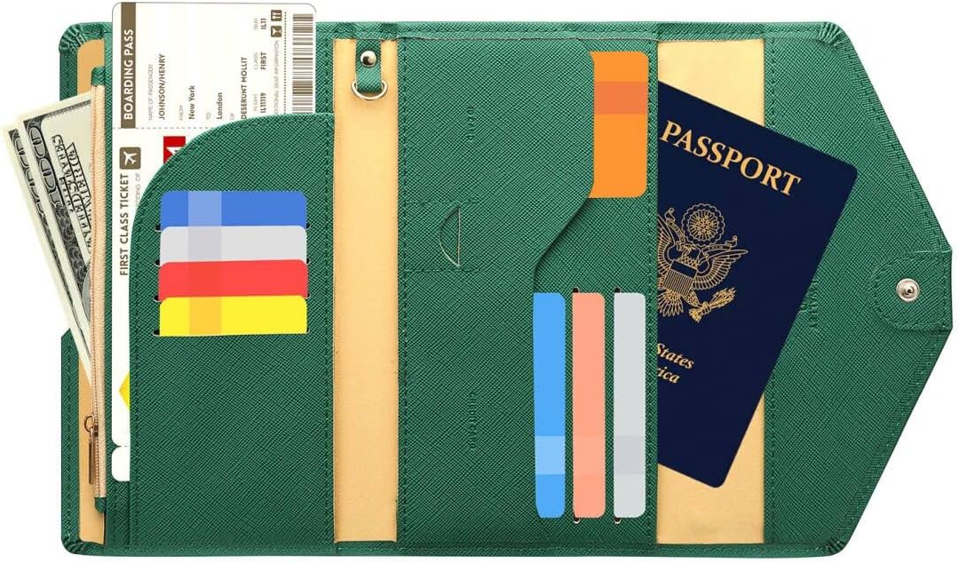 ZOPPEN Mulit-purpose Rfid Blocking Passport Holder Travel Wallet (Ver.4) Passport and Vaccine Card Holder ComboTri-fold Document Organizer Travel Essentials