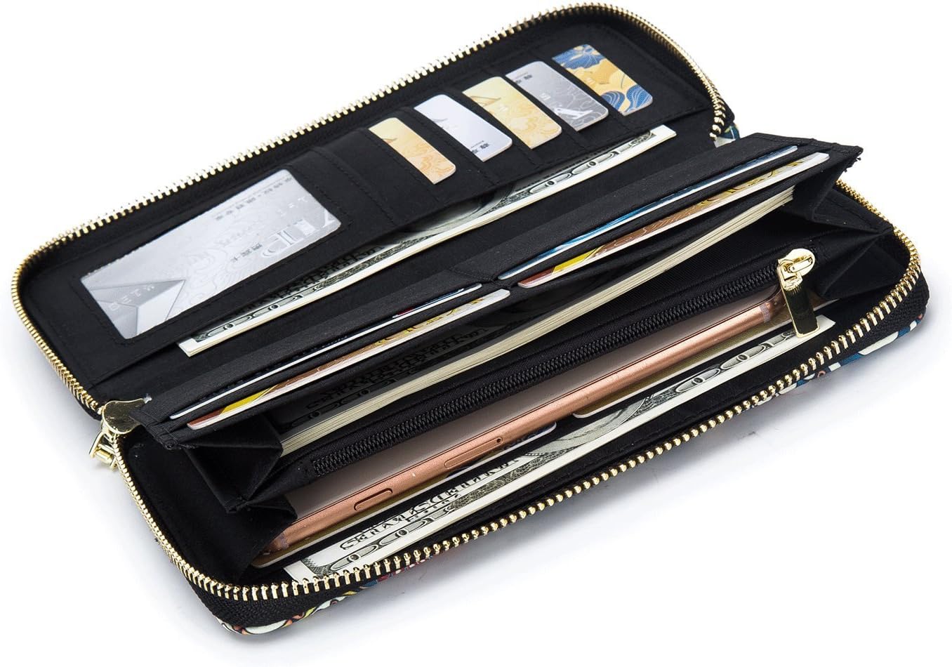 Women Wallet Card RFID For Womens Holder Blocking Credit Small Zipper Purse Pocket Bifold Slim Coin ID Ladies Wristlet Clutch Large Capacity Window Case Travel Zip Women's