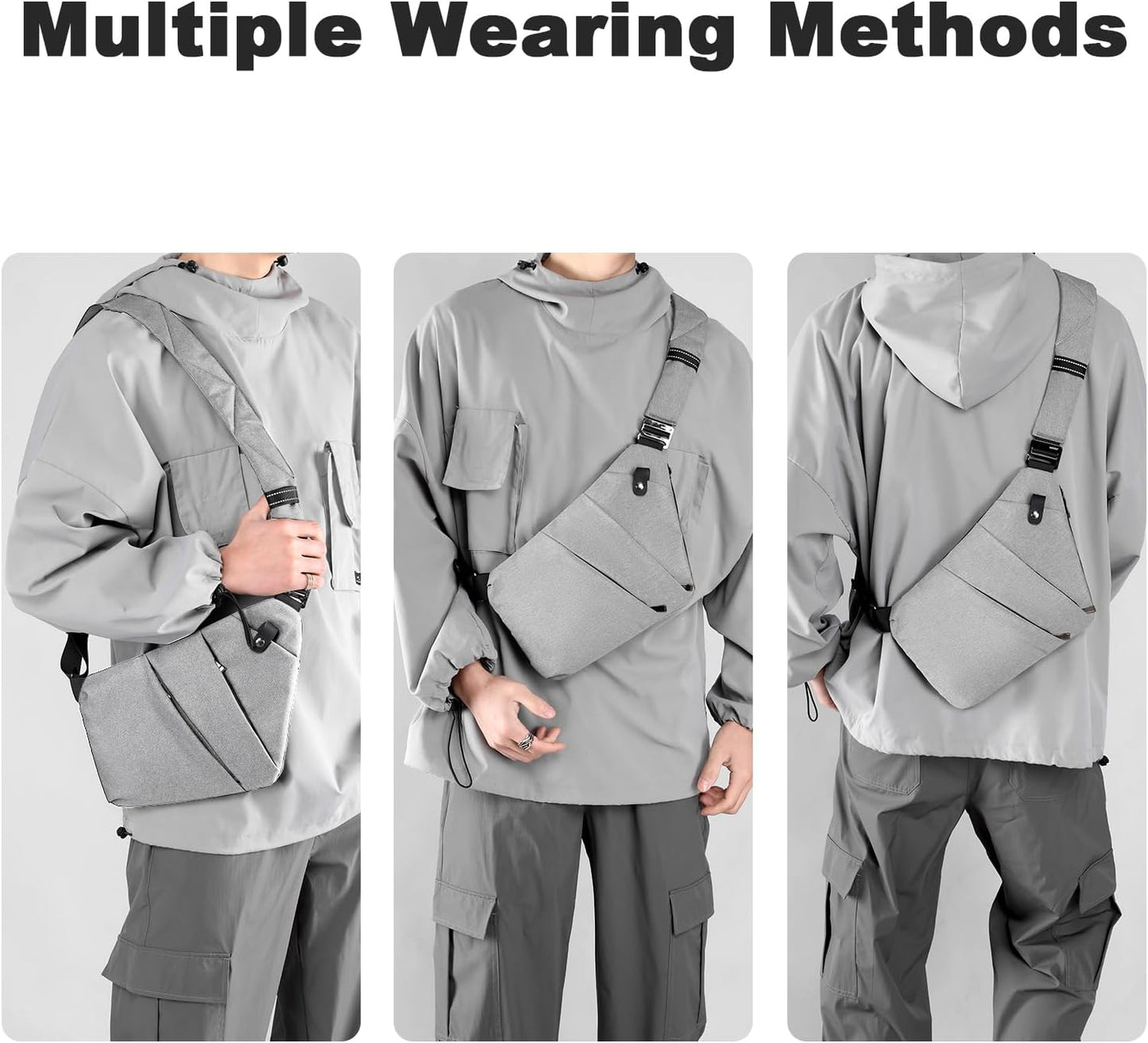 Anti Theft Travel Bag, One Shoulder Large Capacity Cross-body Bag Chest Fashion Lightweight Sling Bags for Travel Sports