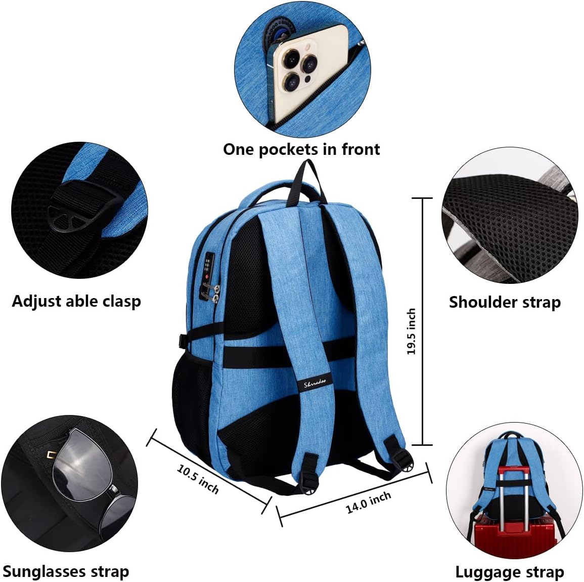 SHRRADOO Anti Theft Laptop Backpack Travel Backpacks with usb Charging Port for Women Men High