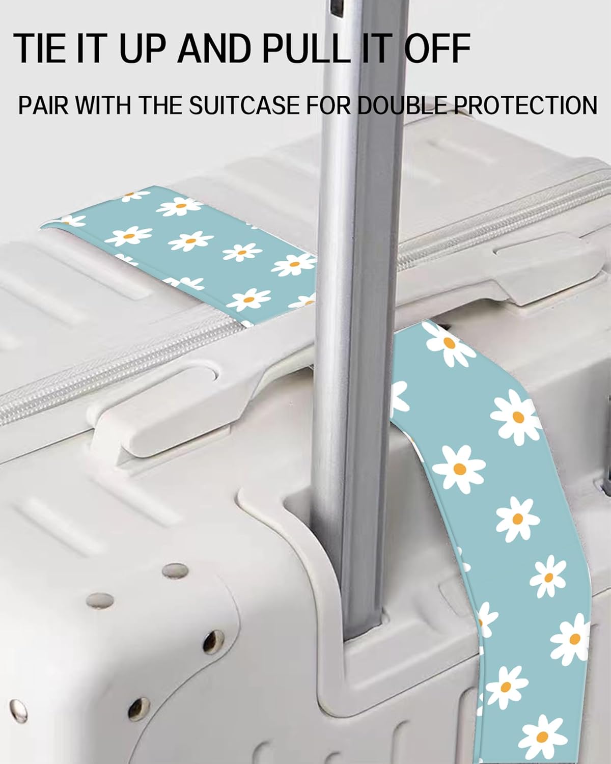 Luggage Straps for Suitcases, Adjustable Travel Belt, Durable Wide Luggage Strap, Cute Suitcase Strap Identifiers with Buckle, Bag Straps for Luggage, Cute Daisy