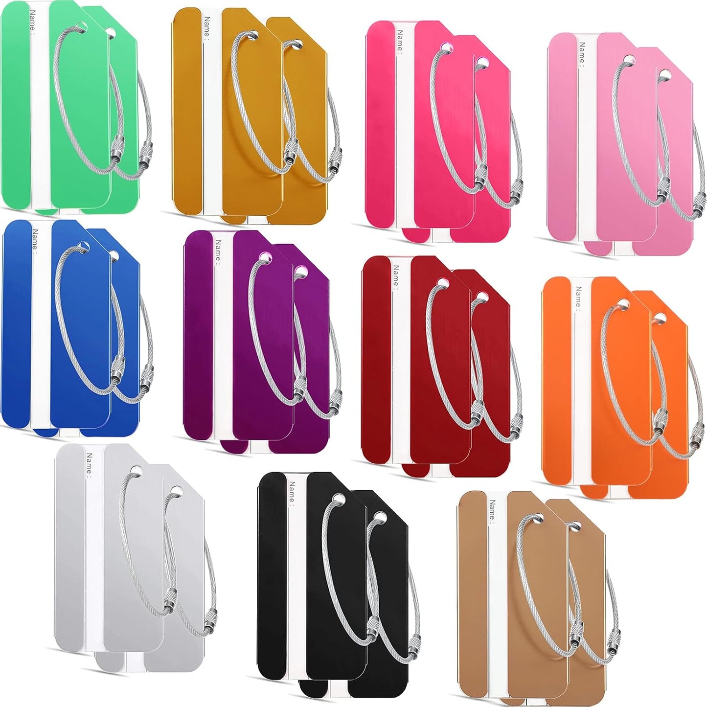 22 Pieces Luggage Tags Business Card Holder Aluminum Metal Travel ID Bag Tag for Suitcases Travel Luggage Baggage Identifier(Bright Colors)