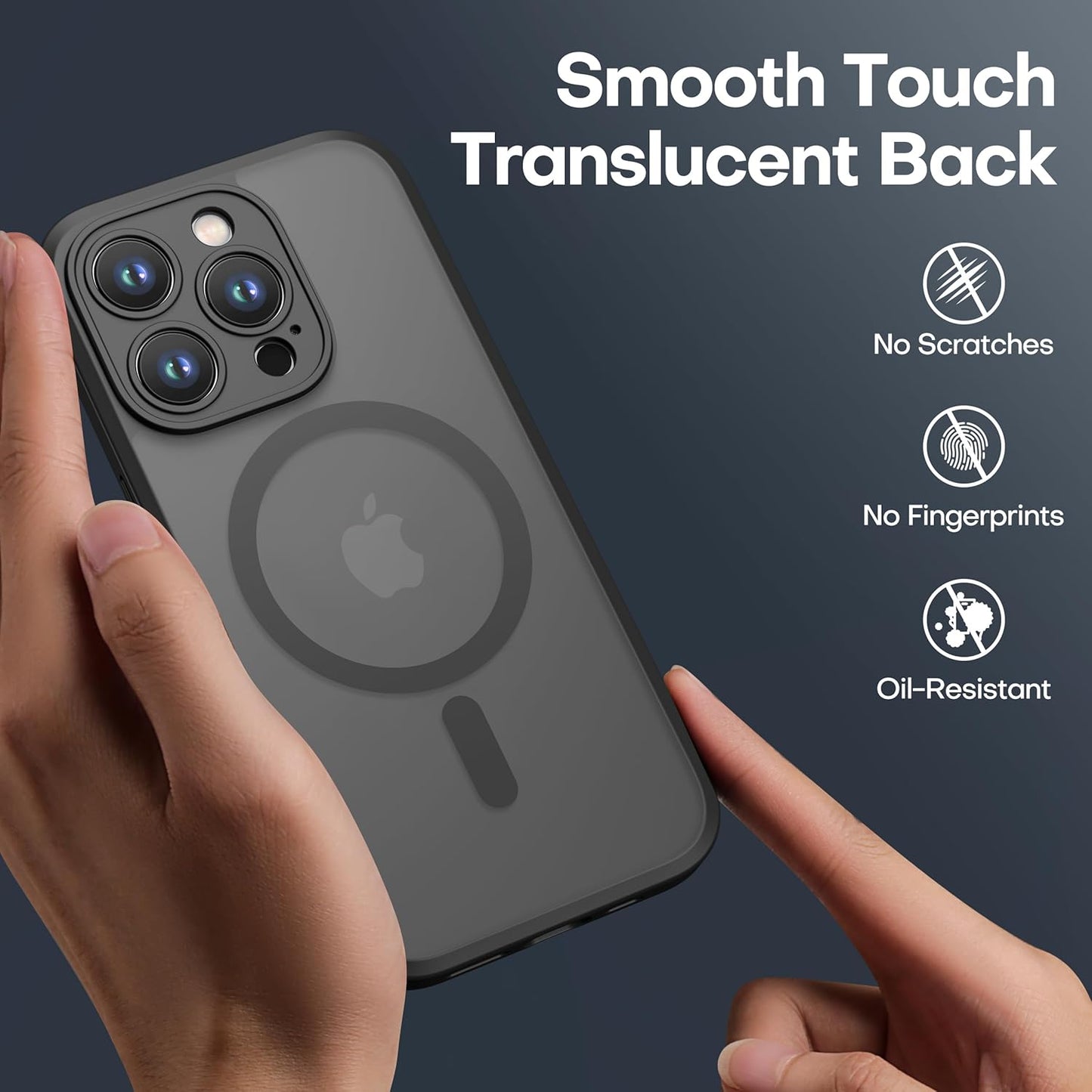 CellEver Strong Magnetic for iPhone 15 Pro Case [Camera Protection] [Military Grade Drop Tested] [Compatible with MagSafe] Slim Translucent Matte Phone Case (6.1") - Black