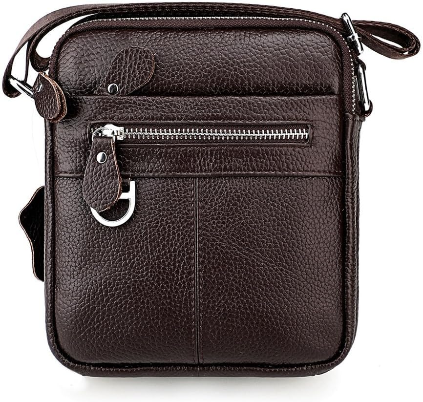 Men's Genuine Leather Crossbody Bag Large Capacity Casual Shoulder Bag for Daily Use