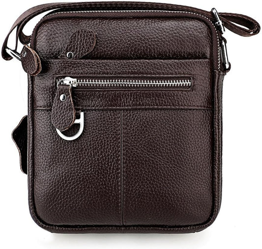 Men's Genuine Leather Crossbody Bag Large Capacity Casual Shoulder Bag for Daily Use