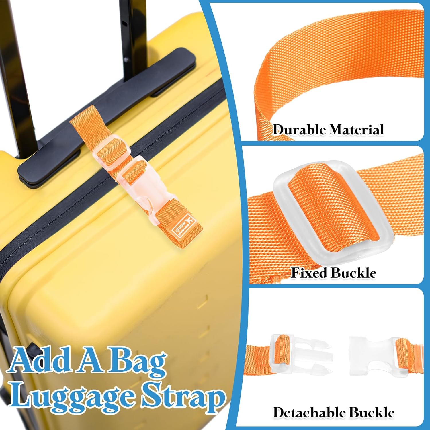 uxcell 4Pcs Add A Bag Luggage Strap, 4-12 Inch Adjustable Suitcase Belt Travel Accessories, Luggage