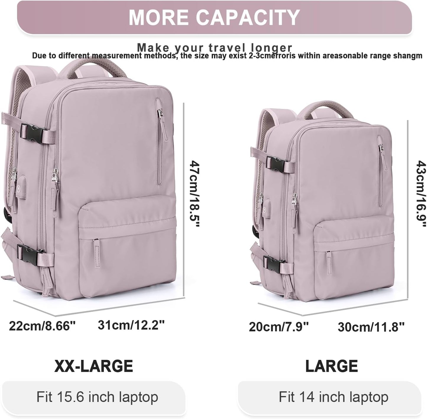 WONHOX Large Travel Backpack Carry on Flight Approved Laptop Work Business Backpack for Women Men Mochila de Viaje