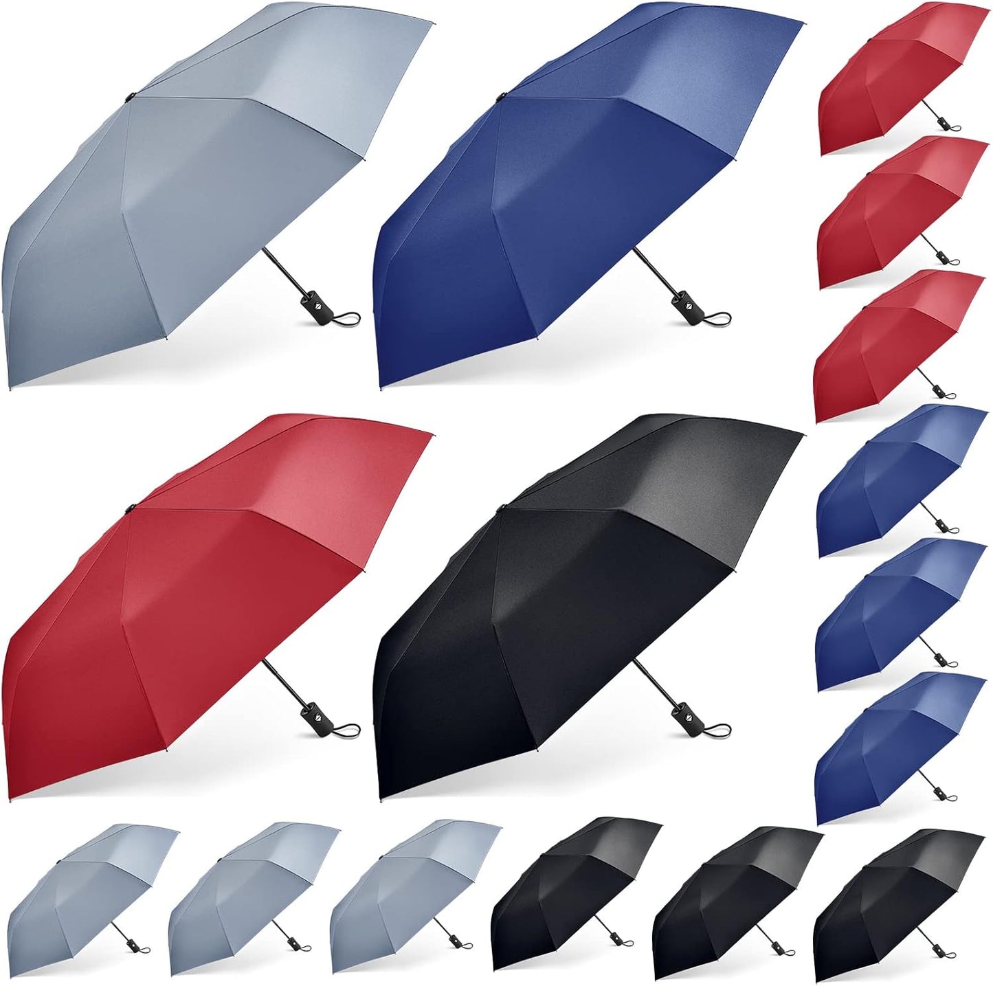 Amylove Windproof Travel Compact Umbrellas Bulk Wind Resistant Folding Auto Open and Close Rain Automatic Travel Collapsible Portable Umbrellas for Men and Women 4 Colors