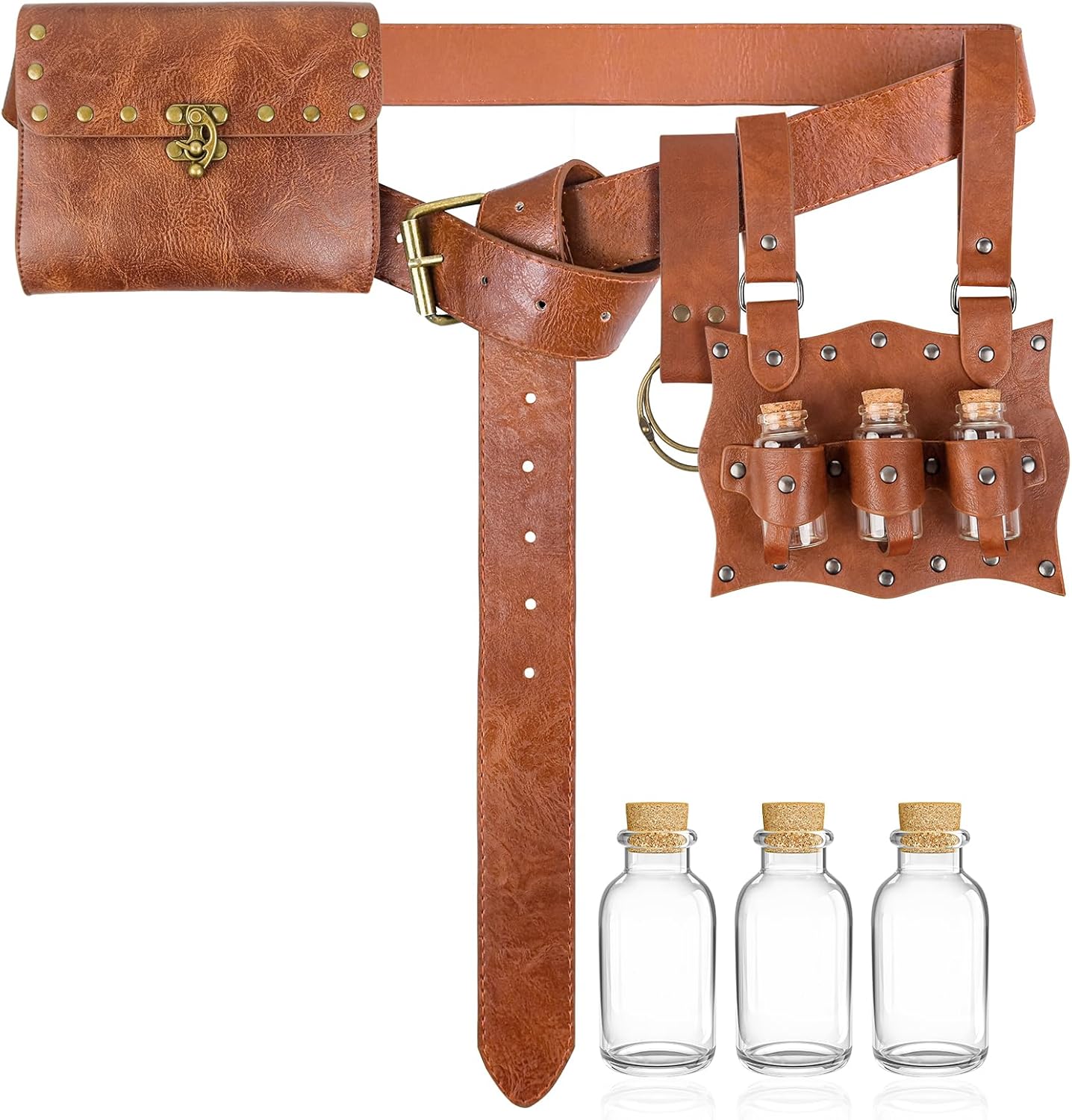 Renaissance Costume Accessories Belt Pouch Medieval Belt Bag Viking Waist Bag Potion Bottles Pirate for Cosplay Festival LARP Halloween Women Men Christmas Gifts