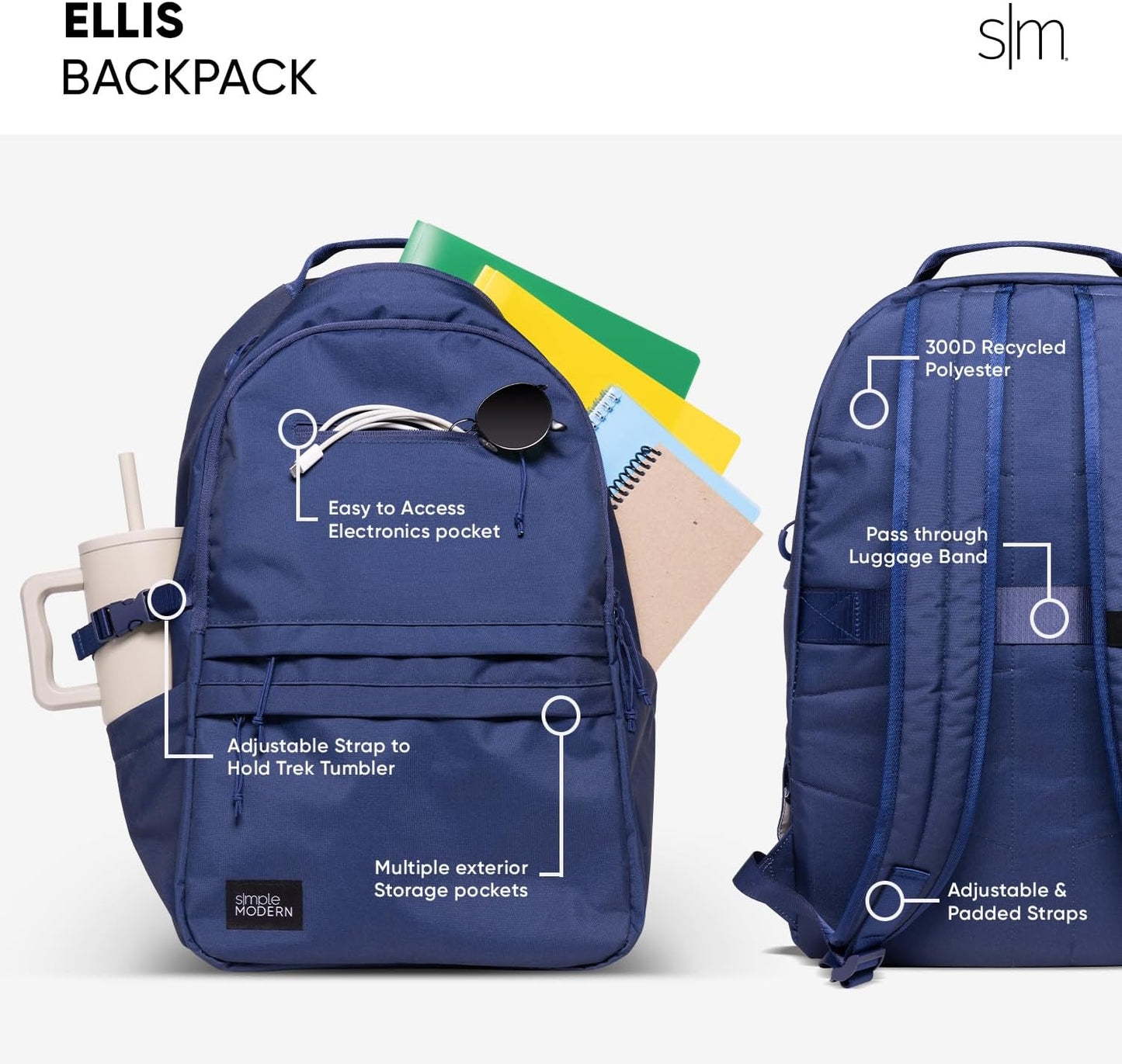 Simple Modern Ellis Backpack for School | Elementary Middle and High School Bookbag for Kids and Teens | Girls and Boys | Cream Terrazzo