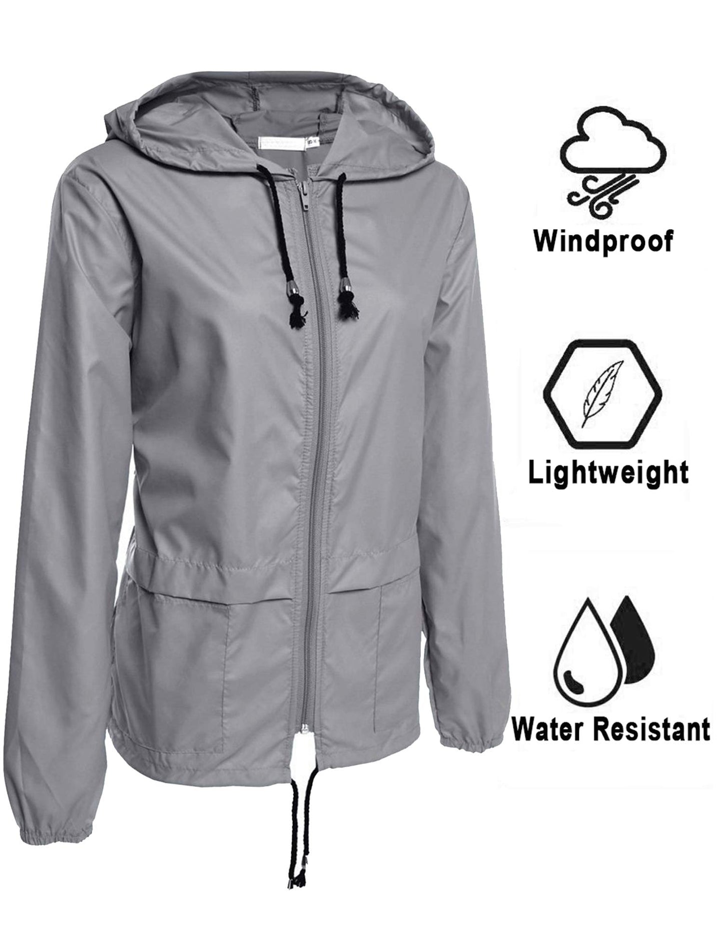 Avoogue Raincoat for Women Lightweight Waterproof Travel Rain Jackets Packable Outdoor Hooded