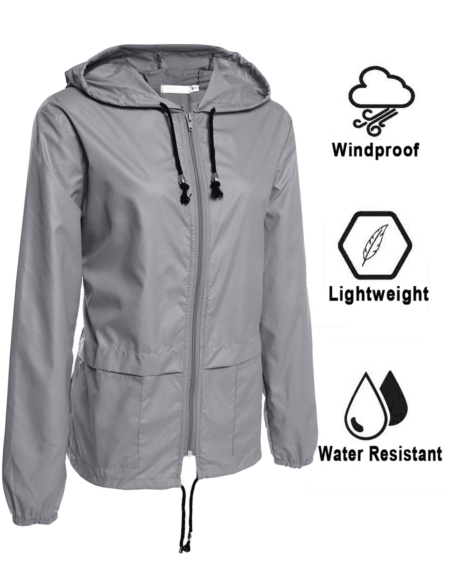 Avoogue Raincoat for Women Lightweight Waterproof Travel Rain Jackets Packable Outdoor Hooded