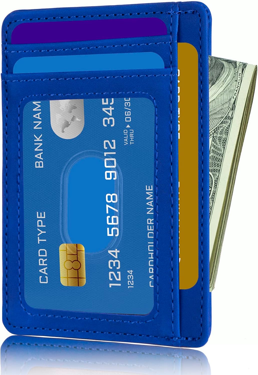 TOURSUIT Travel Minimalist Slim Front Pocket Wallet for Men Women, RFID Blocking Credit Card Holder Case (Dark Blue)