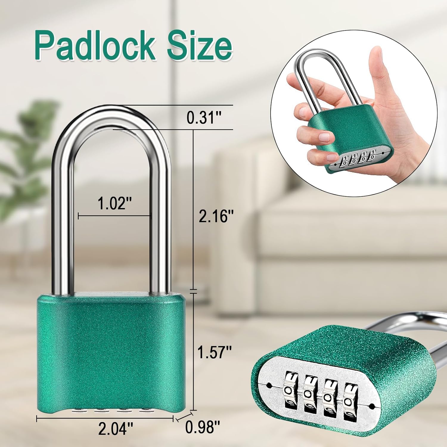 2pcs Combination Lock, 4-Digit Heavy Duty Combo Lock, Combination Padlock Outdoor Waterproof Gate