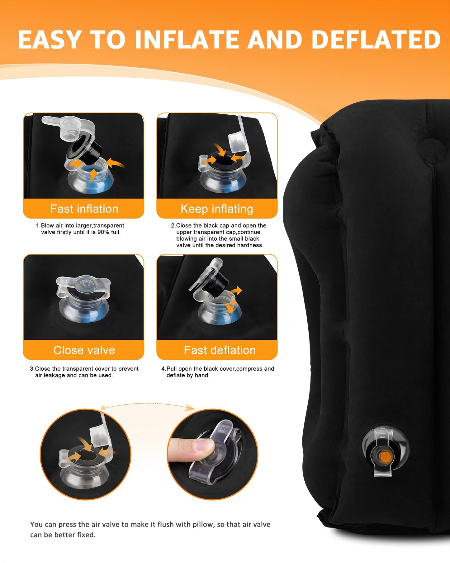 Sunany Inflatable Neck Pillow Used for Airplanes/Cars/Buses/Trains/Office Napping with Free Eye
