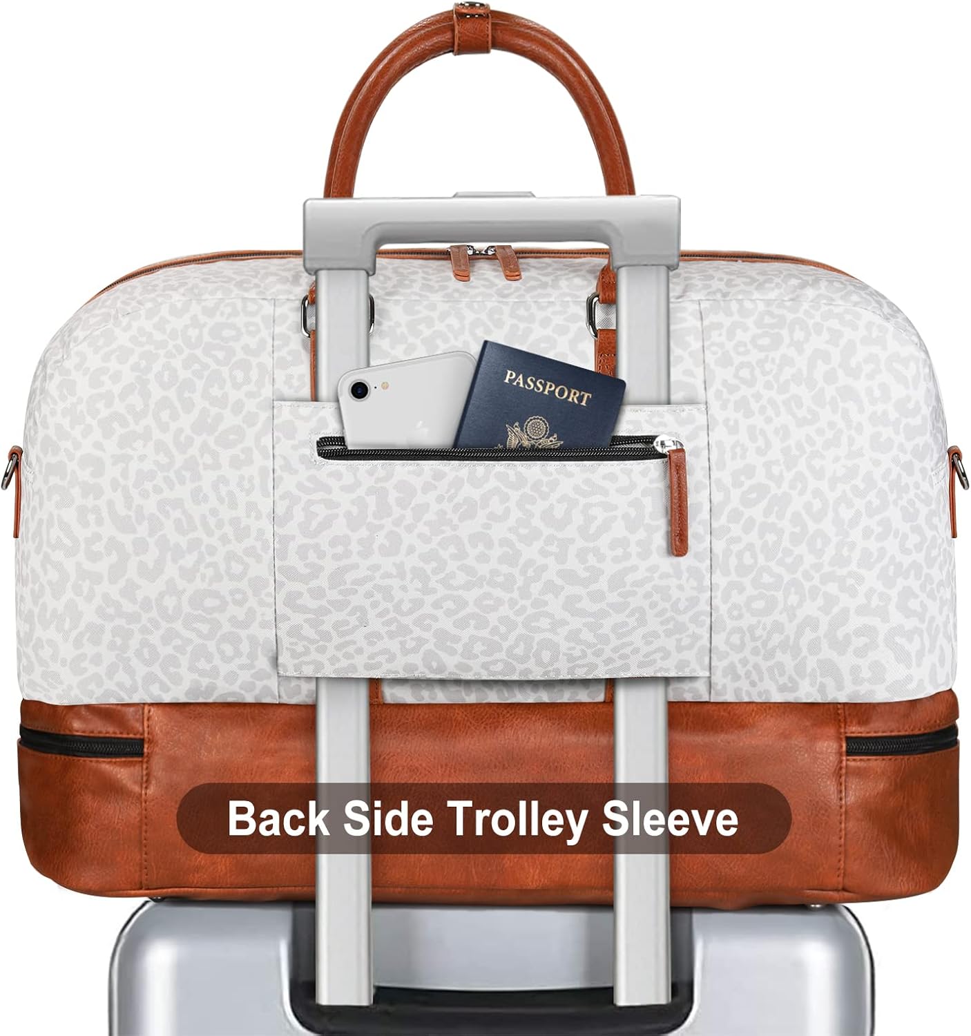 Weekender Bag for Women, Large Overnight Bag Canvas Travel Duffel Bag Carry On Tote with Shoe Compartment 21" 3Pcs Set