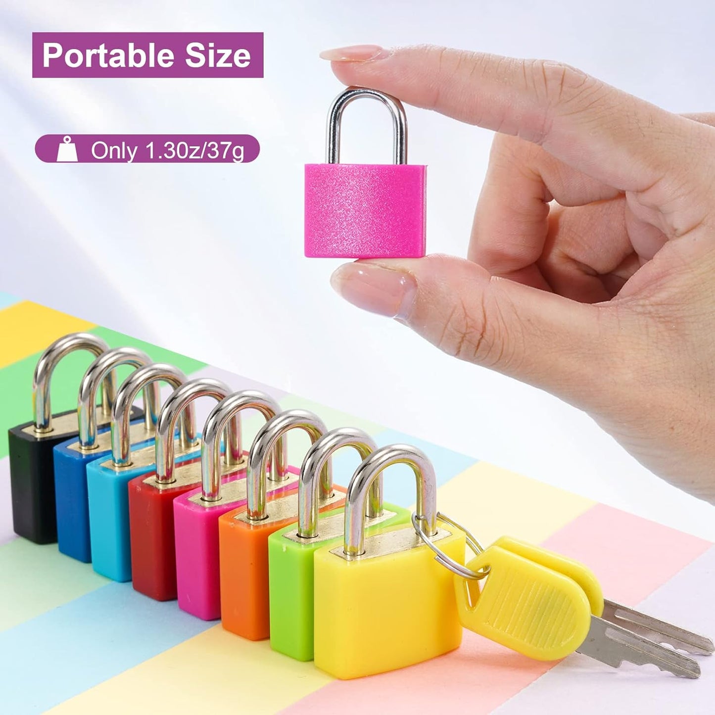 16 Pcs Suitcase Lock with Key,Small Luggage Padlocks Metal Padlocks for Backpack,Multicolor Mini Keyed Padlock,Small Padlock Keyed Padlock Gym Locker Lock for Classroom Matching Game(8 Color)