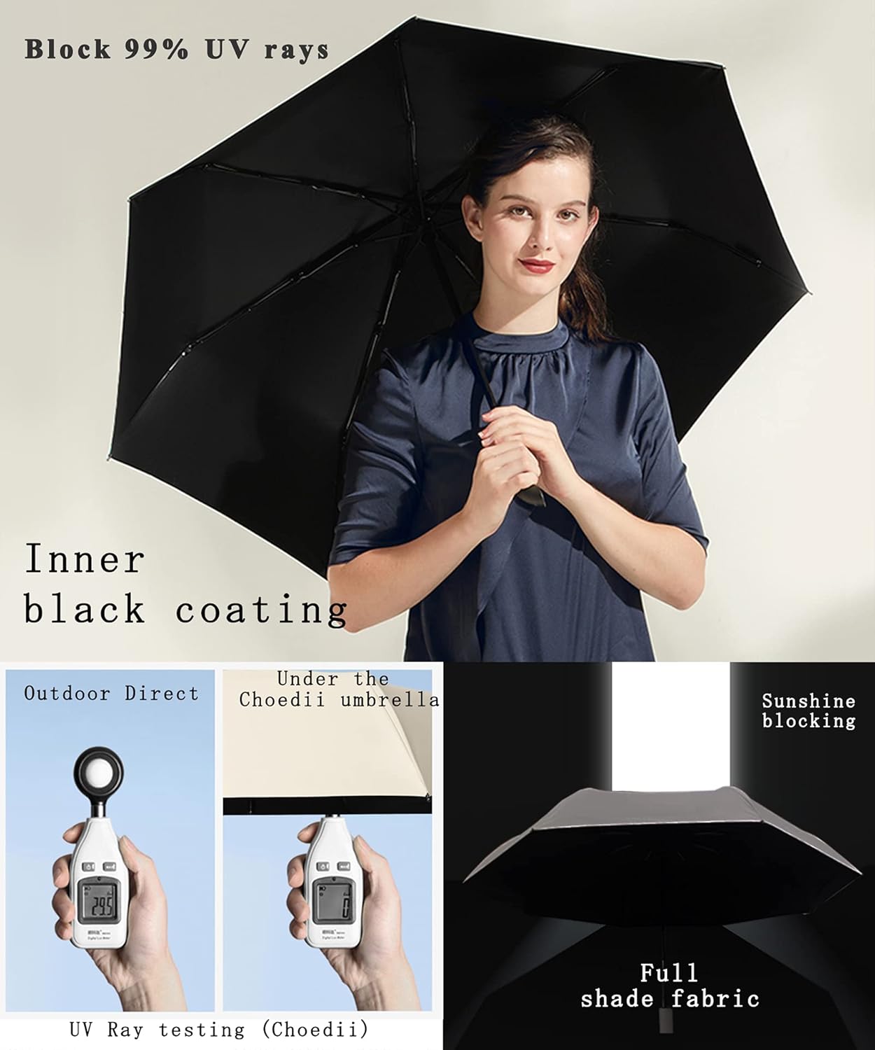 Sun Umbrella UV protection UPF 50+ Compact Portable travel Parasol Auto Open Close Windproof and Waterproof Folding Sun and Rain Small Umbrella For Walking