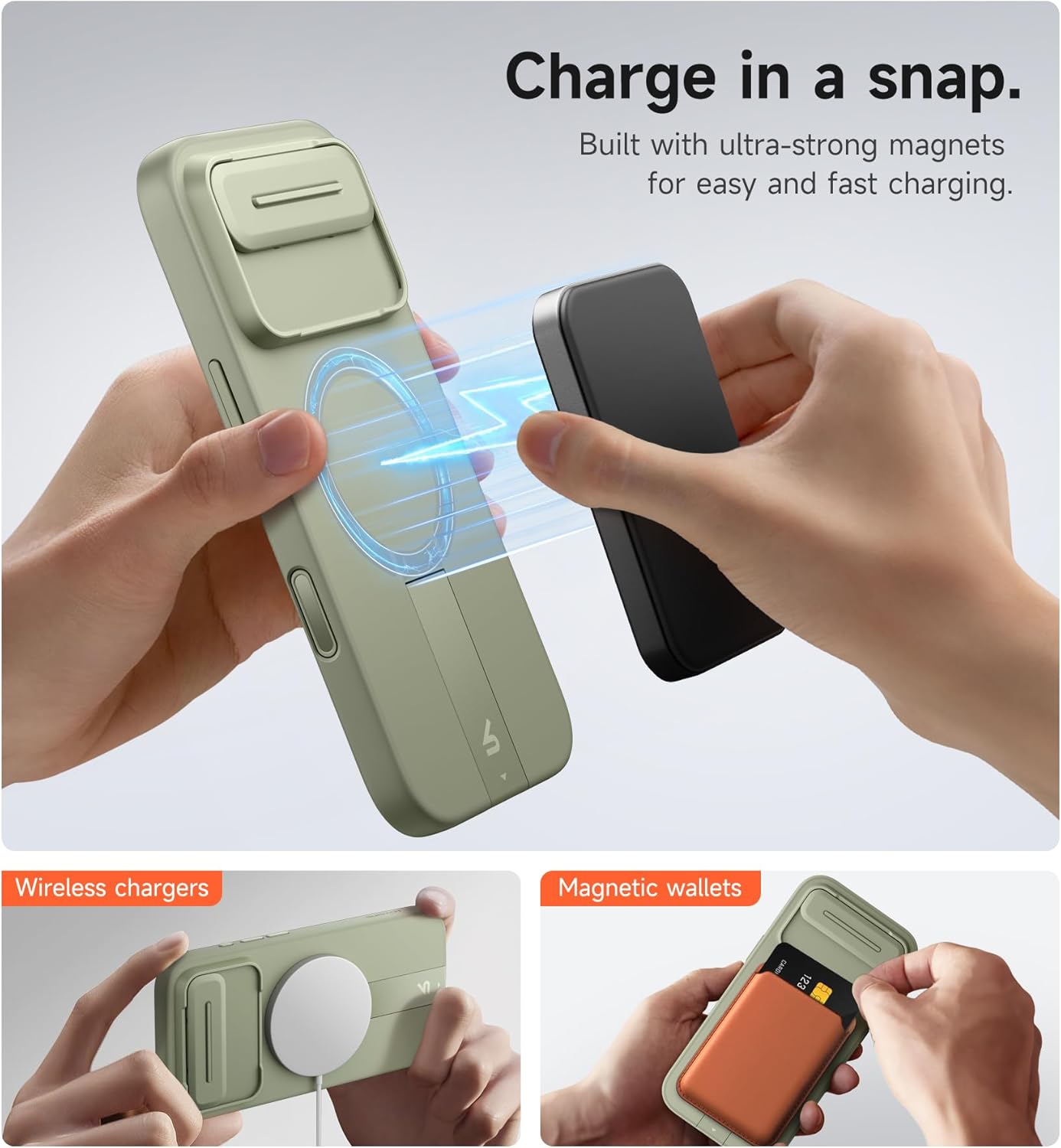 SURITCH for iPhone Air Case with Camera Control Cover, Camera Slide Cover and Adjustable Kickstand, Compatible with MagSafe, Shockproof Bumper Protective Cases for iPhone 17 Air 6.5 Inch, Green